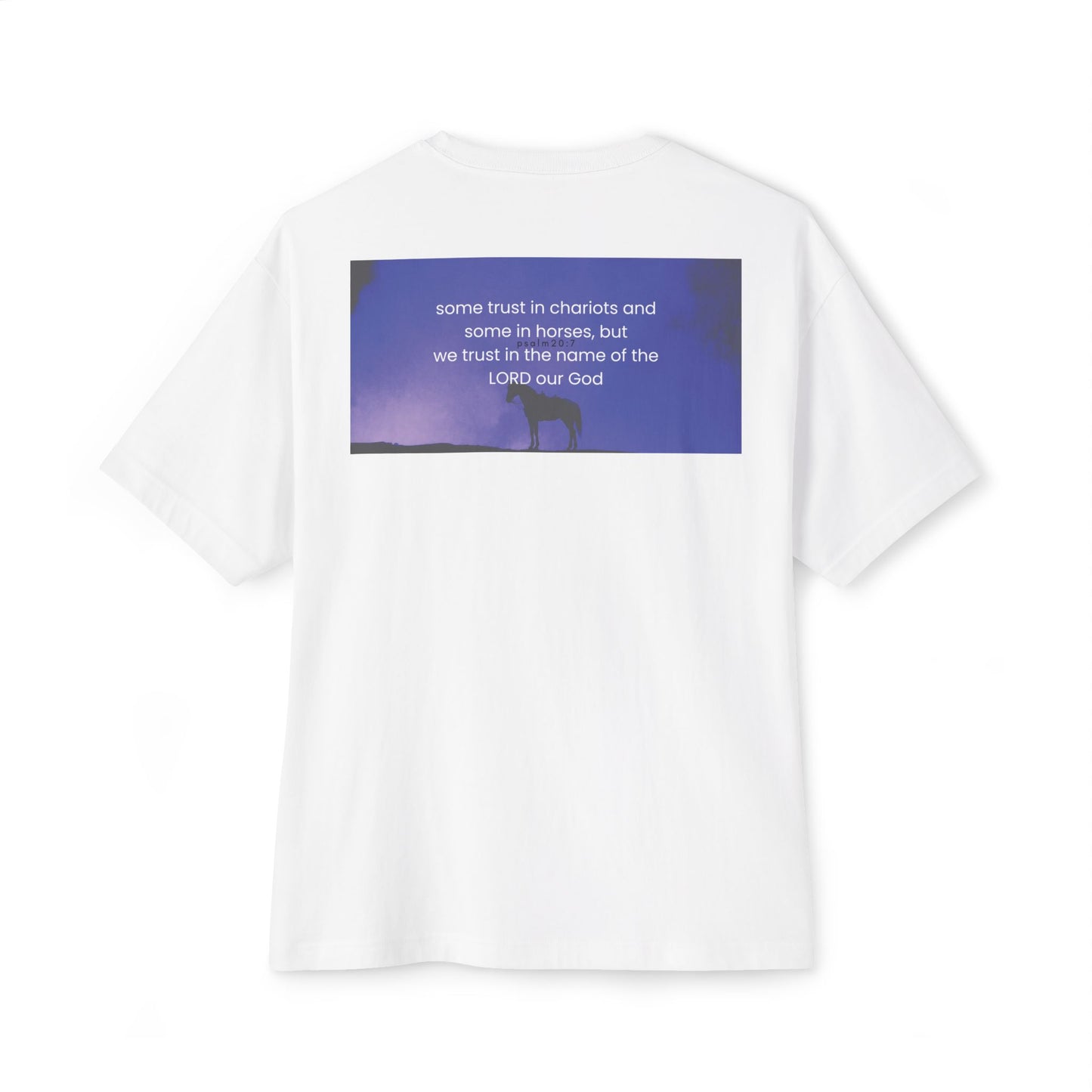 Psalm 20:7 T-Shirt — "Trust in the Name of the LORD" Unisex Oversized Boxy Tee