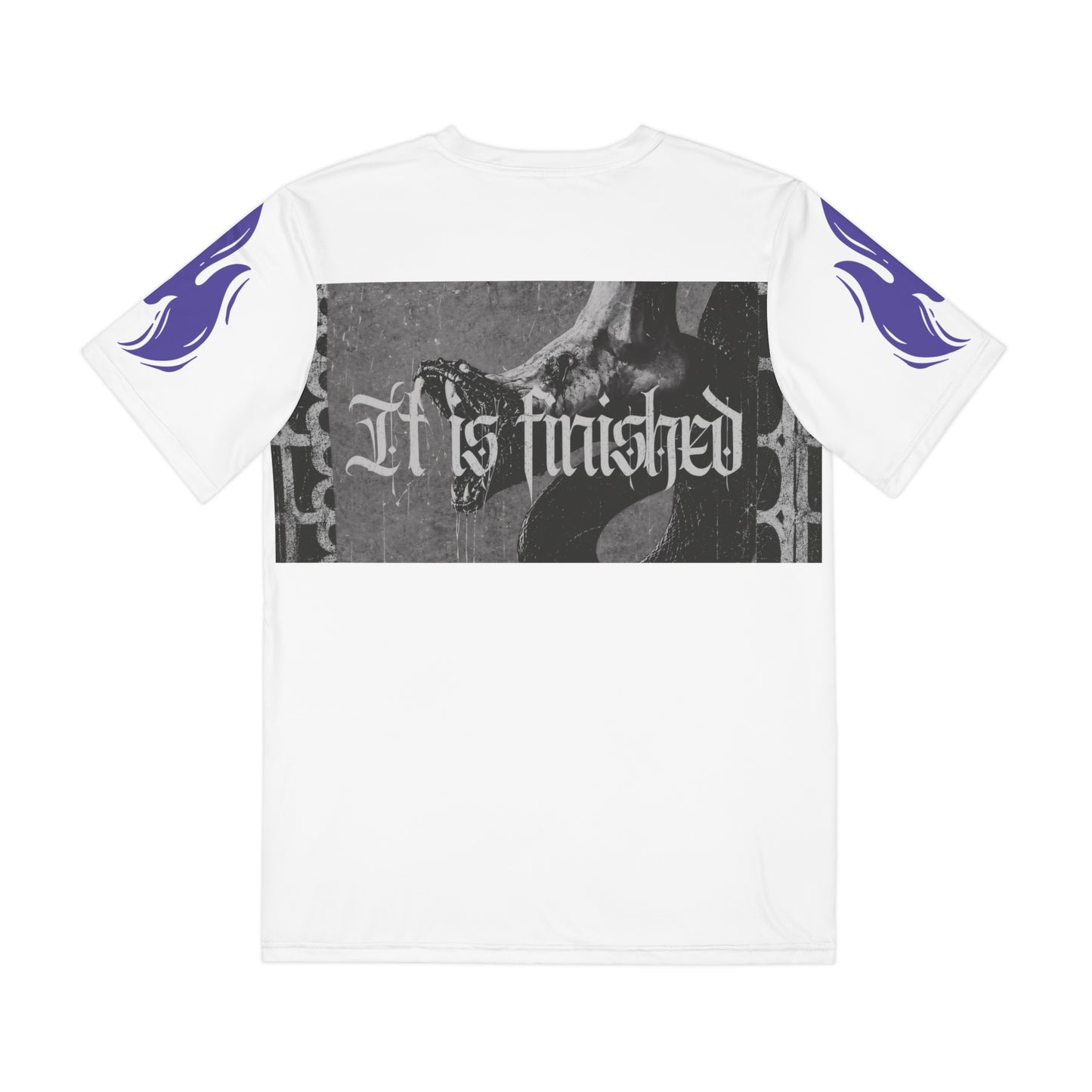 "His Kingdom Come" Christian Men's All-Over Print Polyester T-Shirt | Matthew 6:10 | John 19:30 | Panda Anime Graphic | Jesus Crushes the Serpent | Christian Streetwear