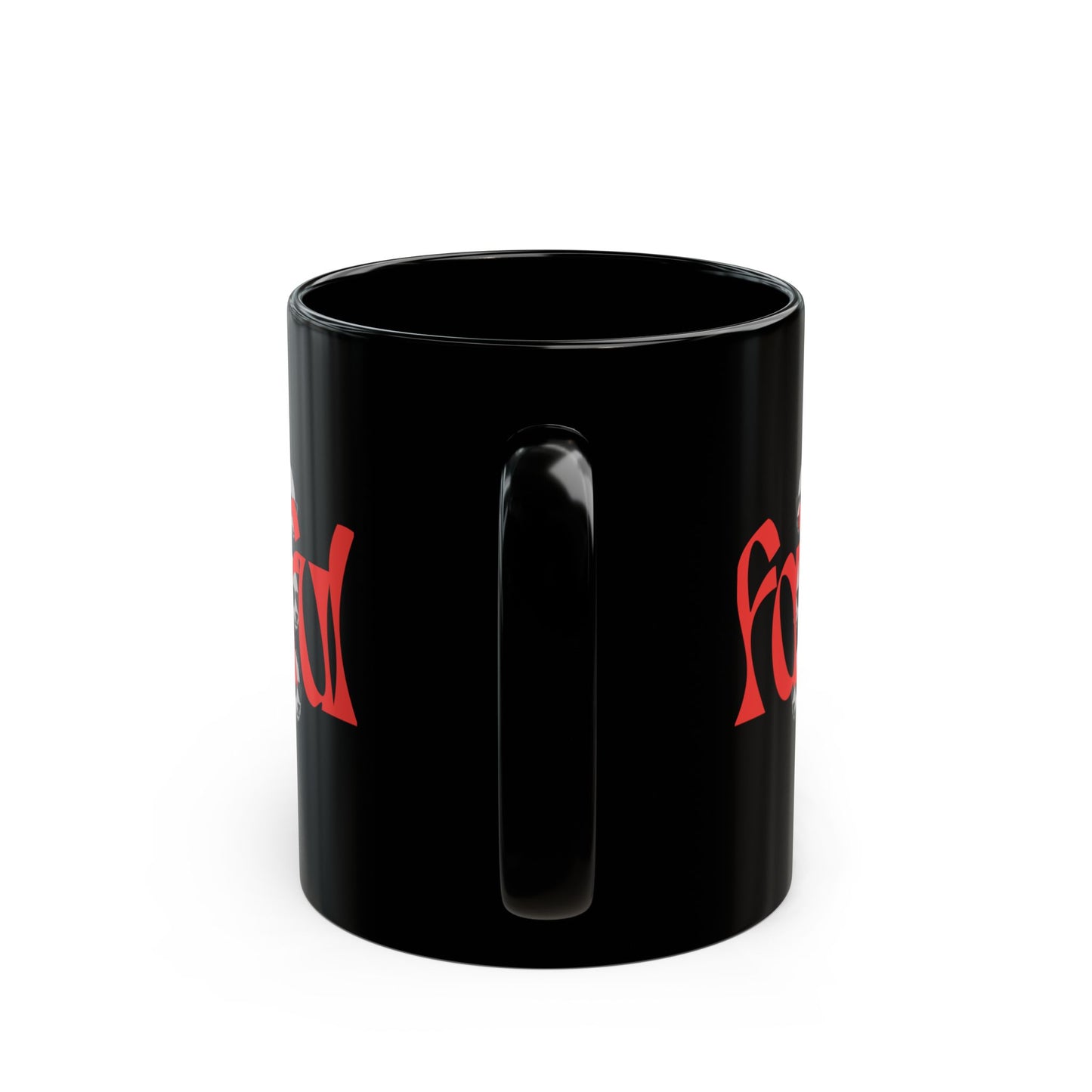 Skull Repeat Black Mug – Gothic "Soulful" Red Script Coffee Cup (11oz/15oz)