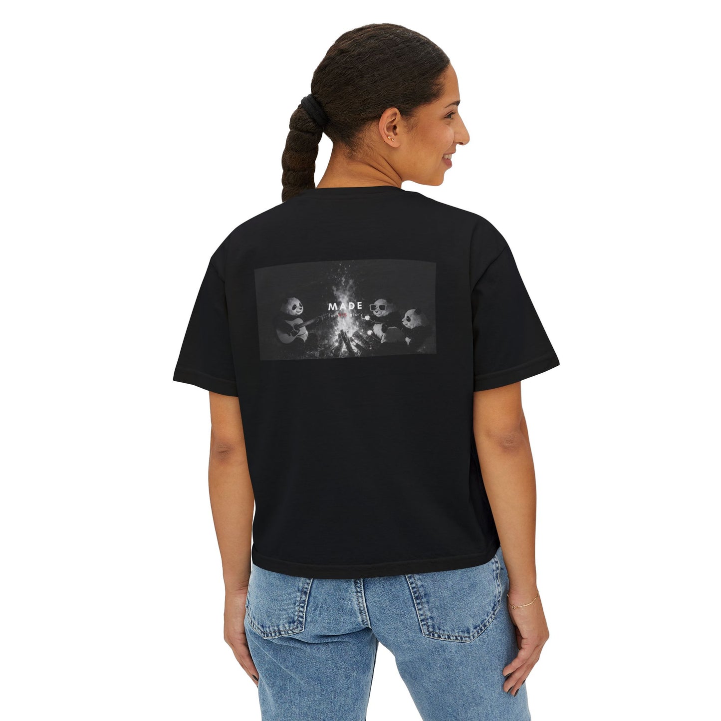 Fearfully & Wonderfully Made" Women's Christian Crop Tee | Psalm 139:14 | Panda Graphic Faith Apparel | Boxy Christian T-Shirt