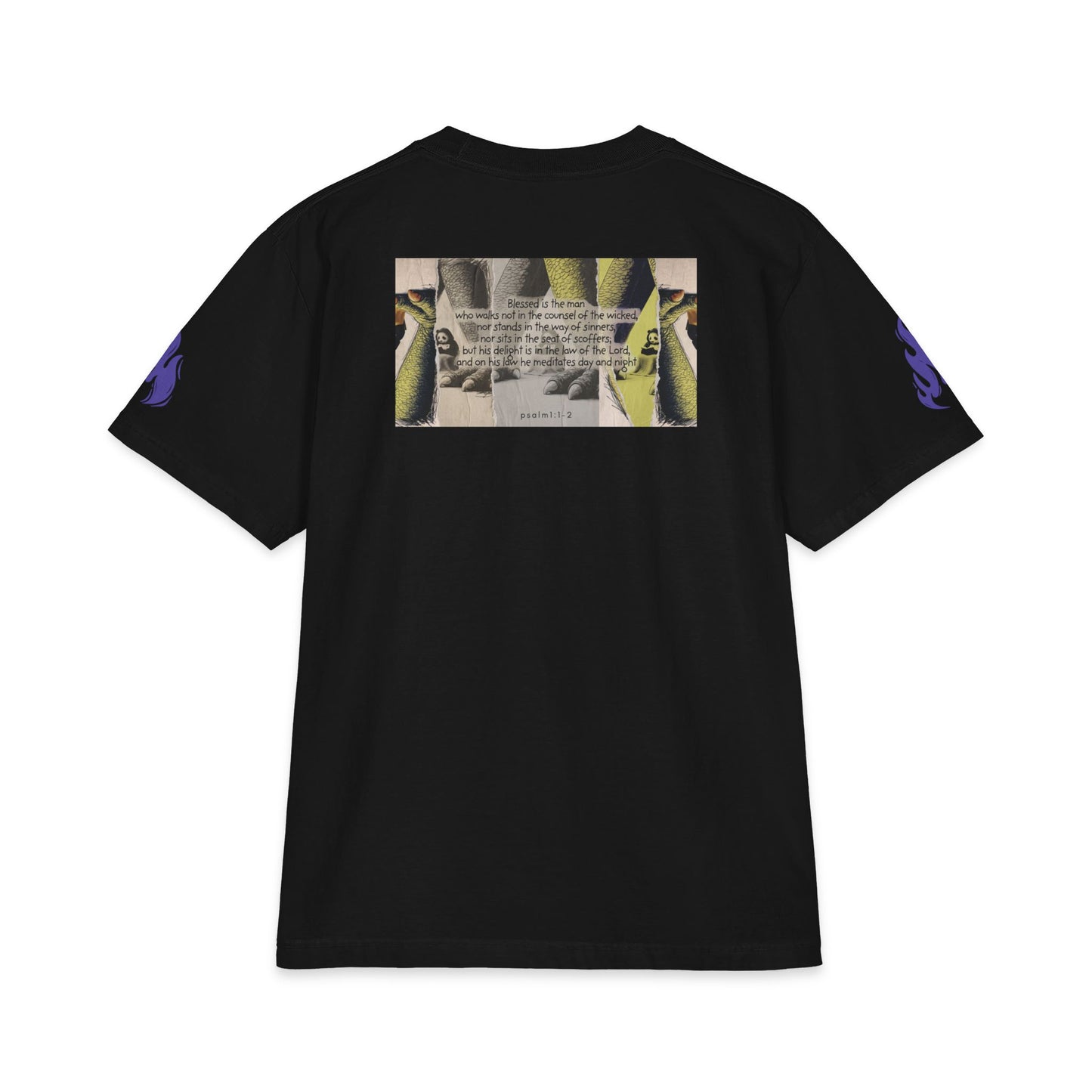 "MEDITATE" Dinosaur Legs Christian T-Shirt | Psalm 1:1-2 Bible Verse Graphic Tee | Unisex Heavyweight Streetwear | Faith-Based Front & Back Print