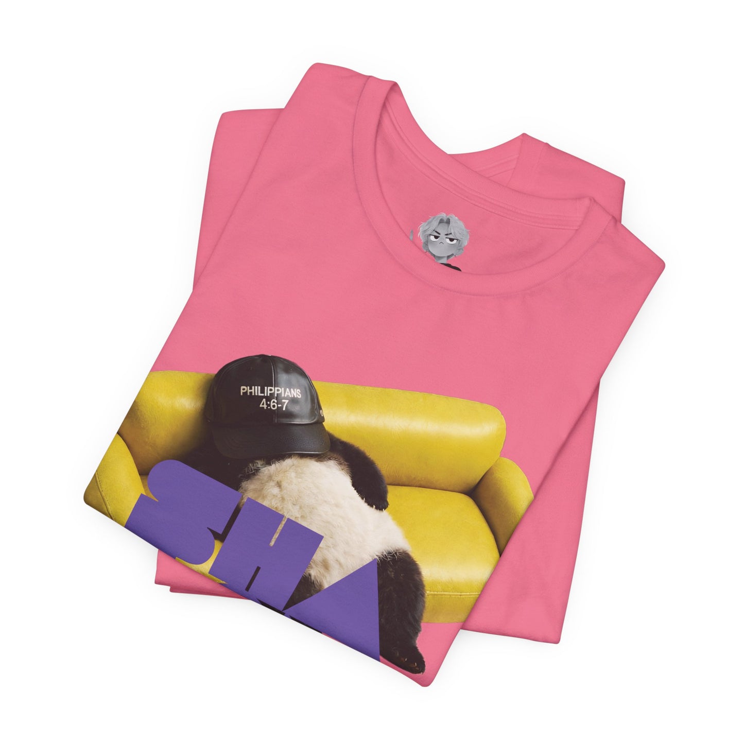 Unisex Christian T-Shirt, Philippians 4:6-7 Shalom Panda Tee — Christian Faith Comfort T-Shirt