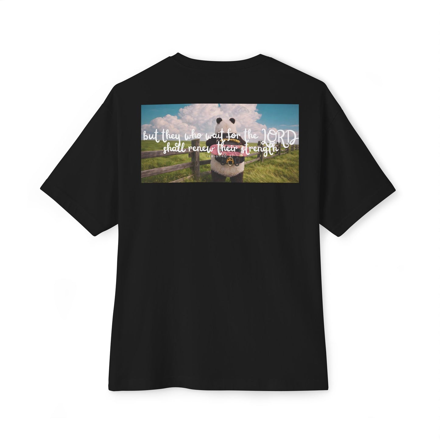 "Hope" Christian Unisex Oversized Boxy T-Shirt | Isaiah 40:31 | Panda Graphic | They Who Wait for the Lord Shall Renew Their Strength | Christian Streetwear