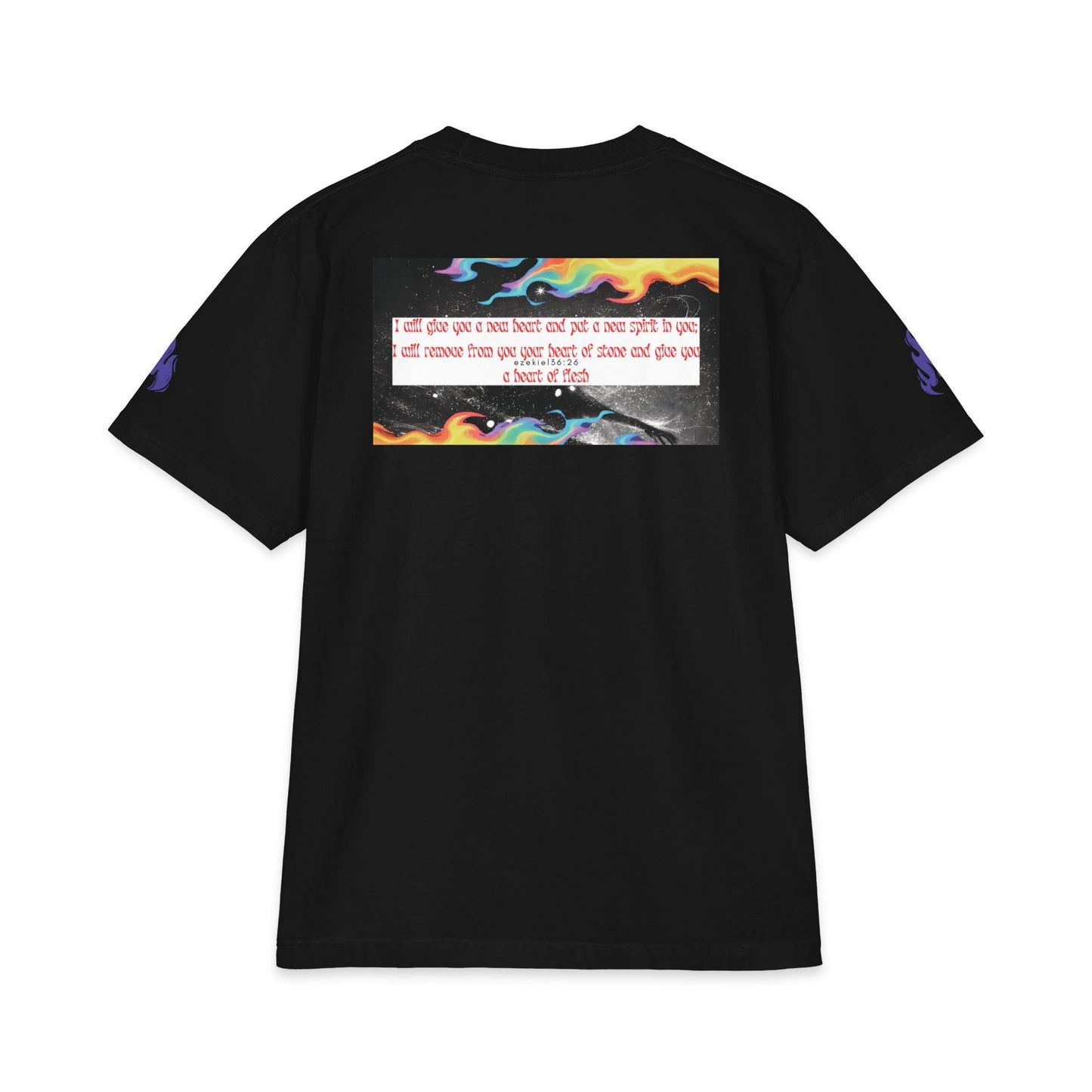"Ruach" Christian Unisex Heavyweight T-Shirt | Ezekiel 36:26 | Genesis 1:2 | Hebrew Spirit of God Graphic | Cosmic Panda Art | New Heart Faith Streetwear
