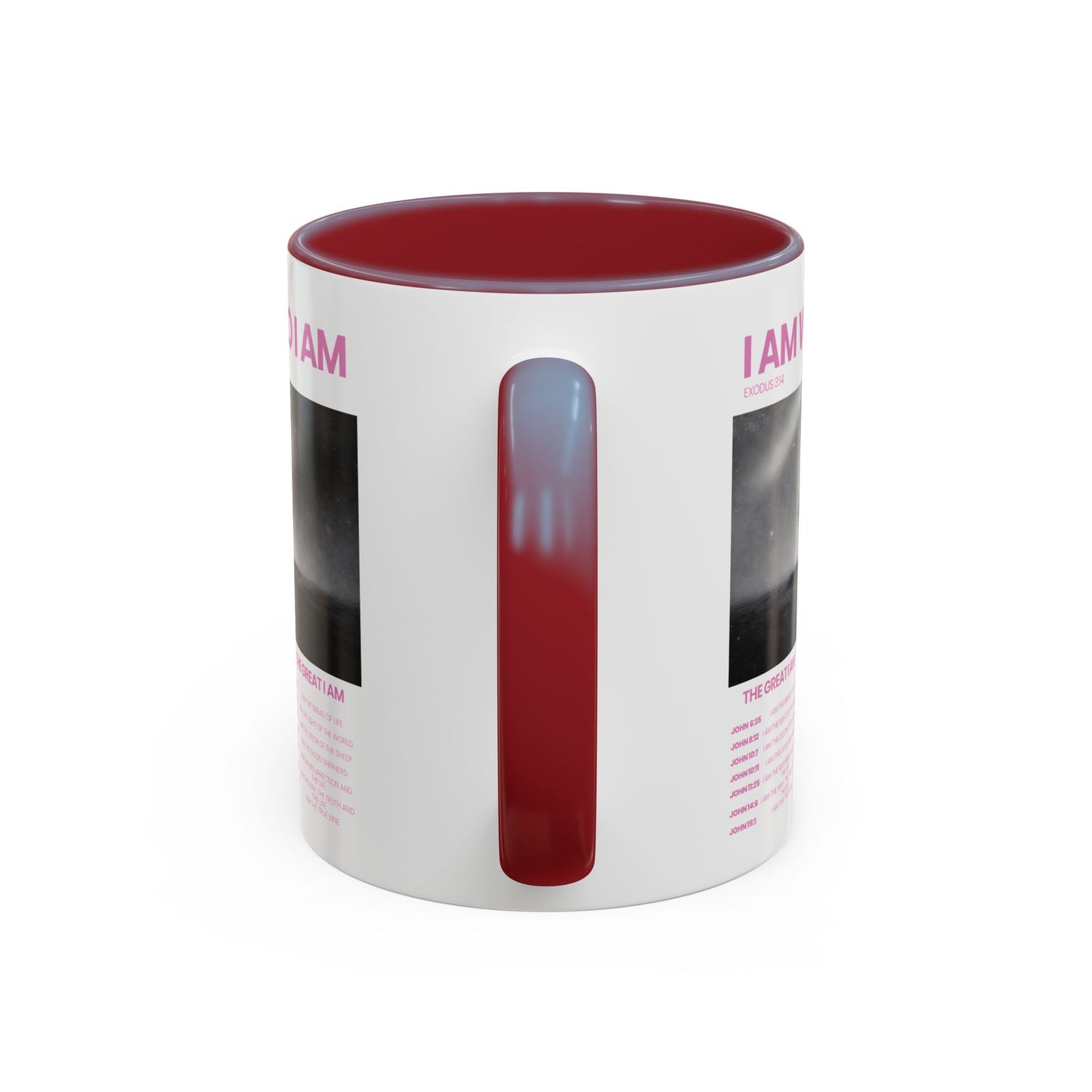 I AM WHO I AM Accent Coffee Mug — Inspirational Bible Verse Mug