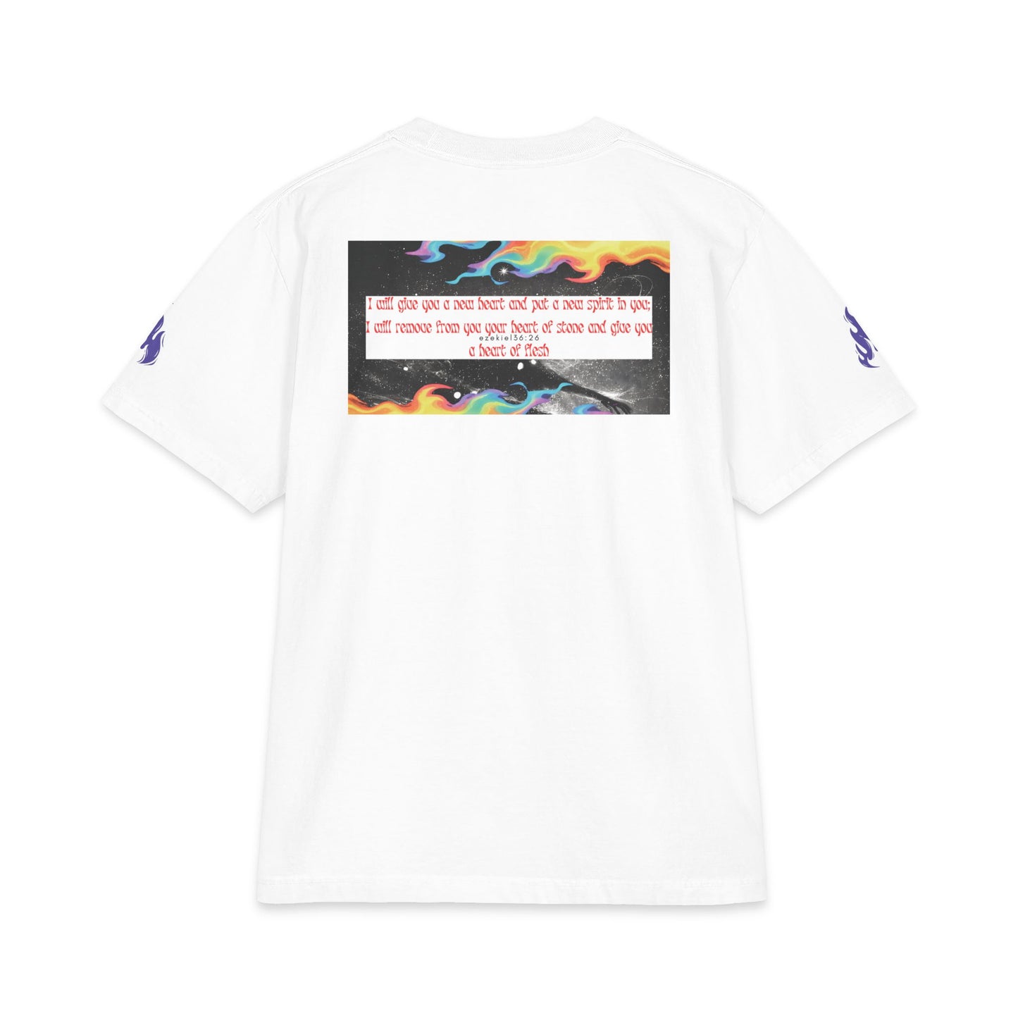 "Ruach" Christian Unisex Heavyweight T-Shirt | Ezekiel 36:26 | Genesis 1:2 | Hebrew Spirit of God Graphic | Cosmic Panda Art | New Heart Faith Streetwear