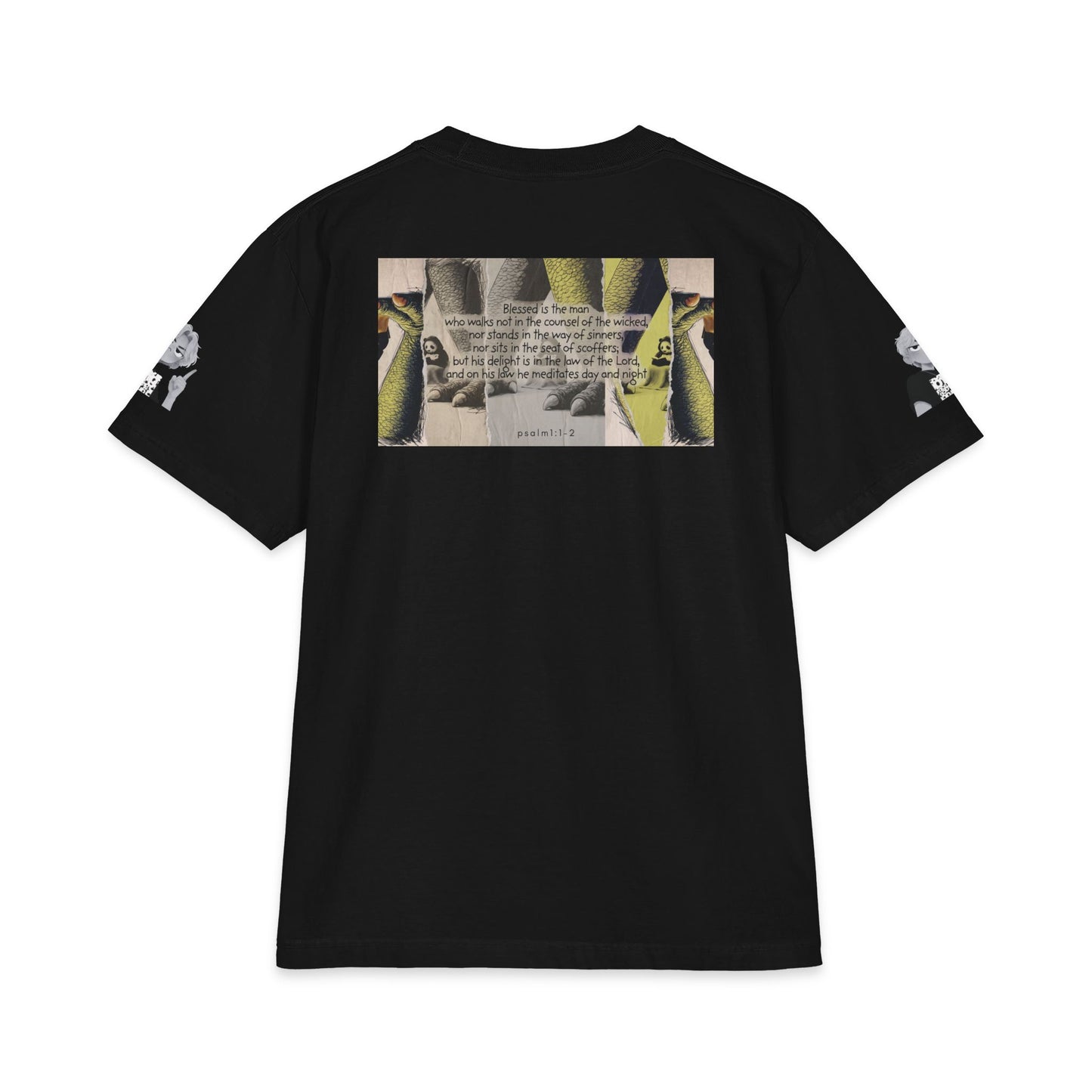 "Meditate" Christian Unisex Max Heavyweight T-Shirt | Psalm 1:1-2 | T-Rex & Panda Graphic | His Law Day and Night | Bold Christian Streetwear