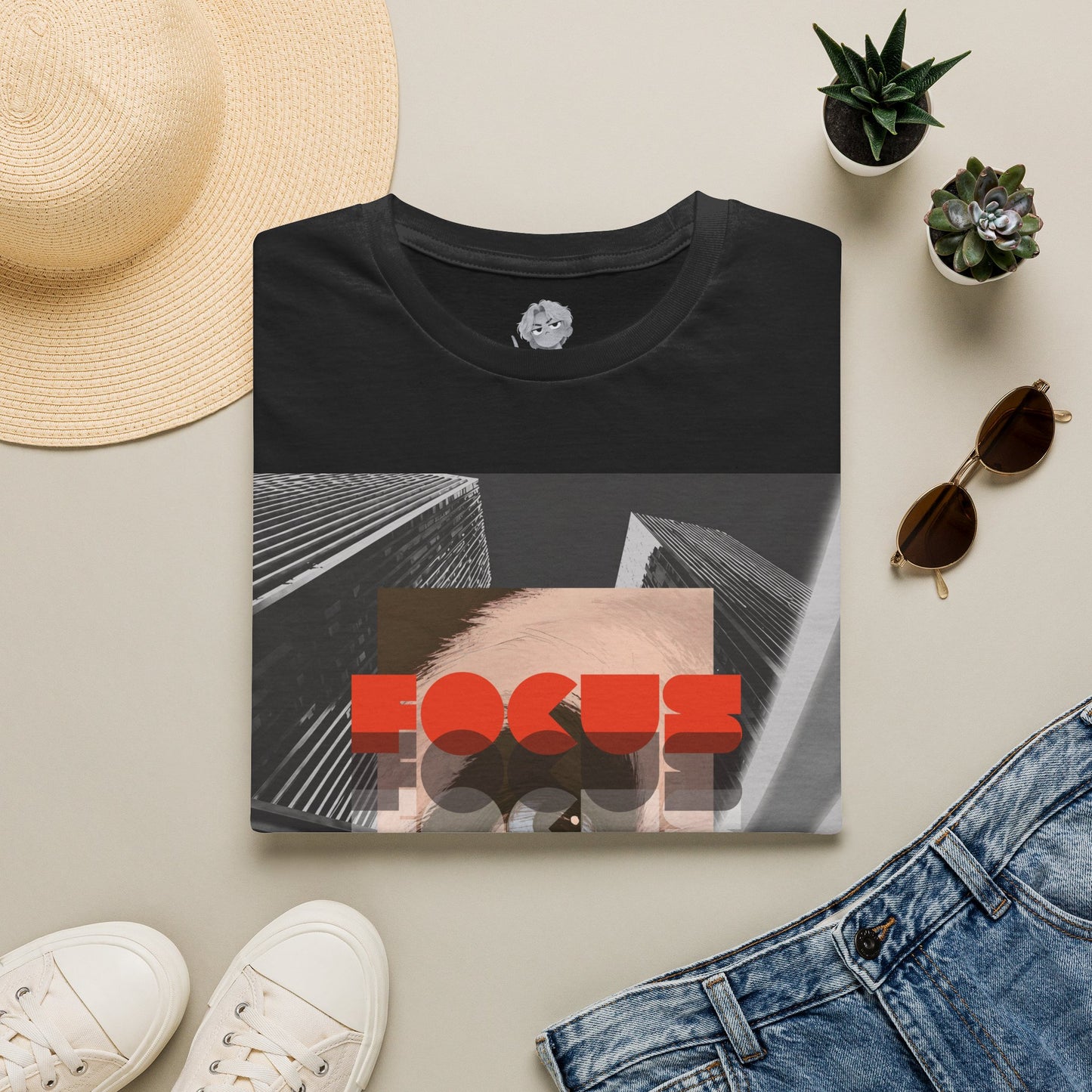 Unisex Oversized Christian T-Shirt | FOCUS Philippians 3:14 | Panda Graphic Tee