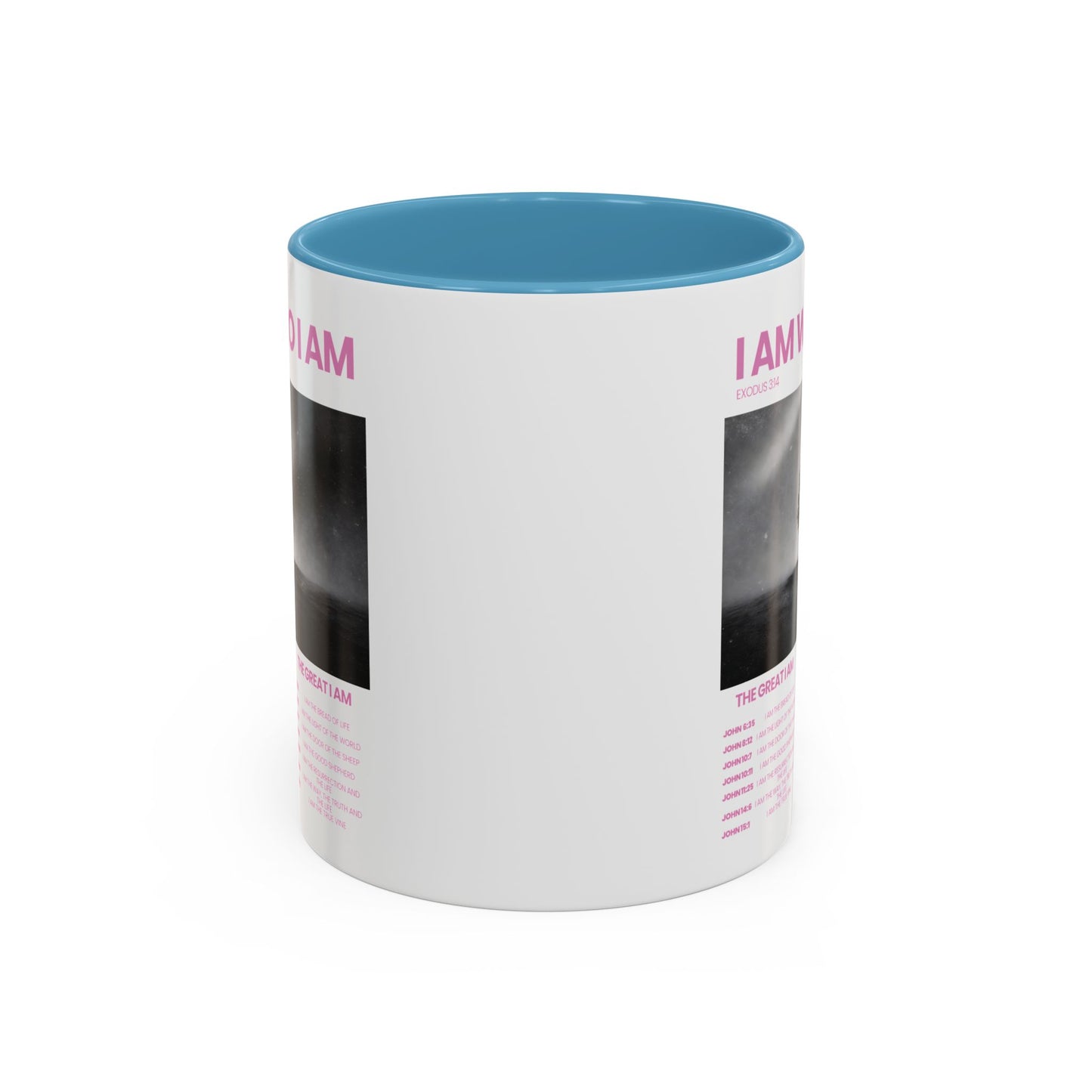 I AM WHO I AM Accent Coffee Mug — Inspirational Bible Verse Mug