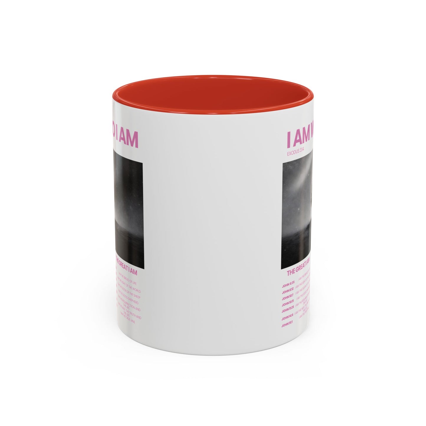 I AM WHO I AM Accent Coffee Mug — Inspirational Bible Verse Mug