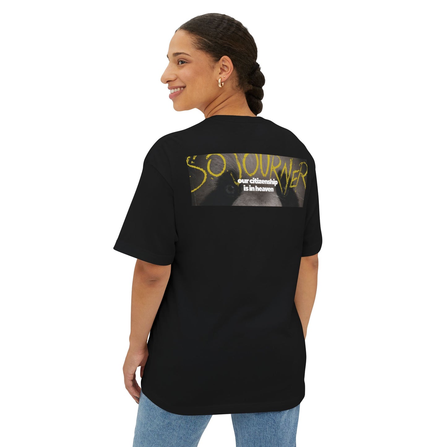 Sojourner Philippians 3:20 Tee — "Our Citizenship Is in Heaven" Oversized Unisex Boxy T-Shirt