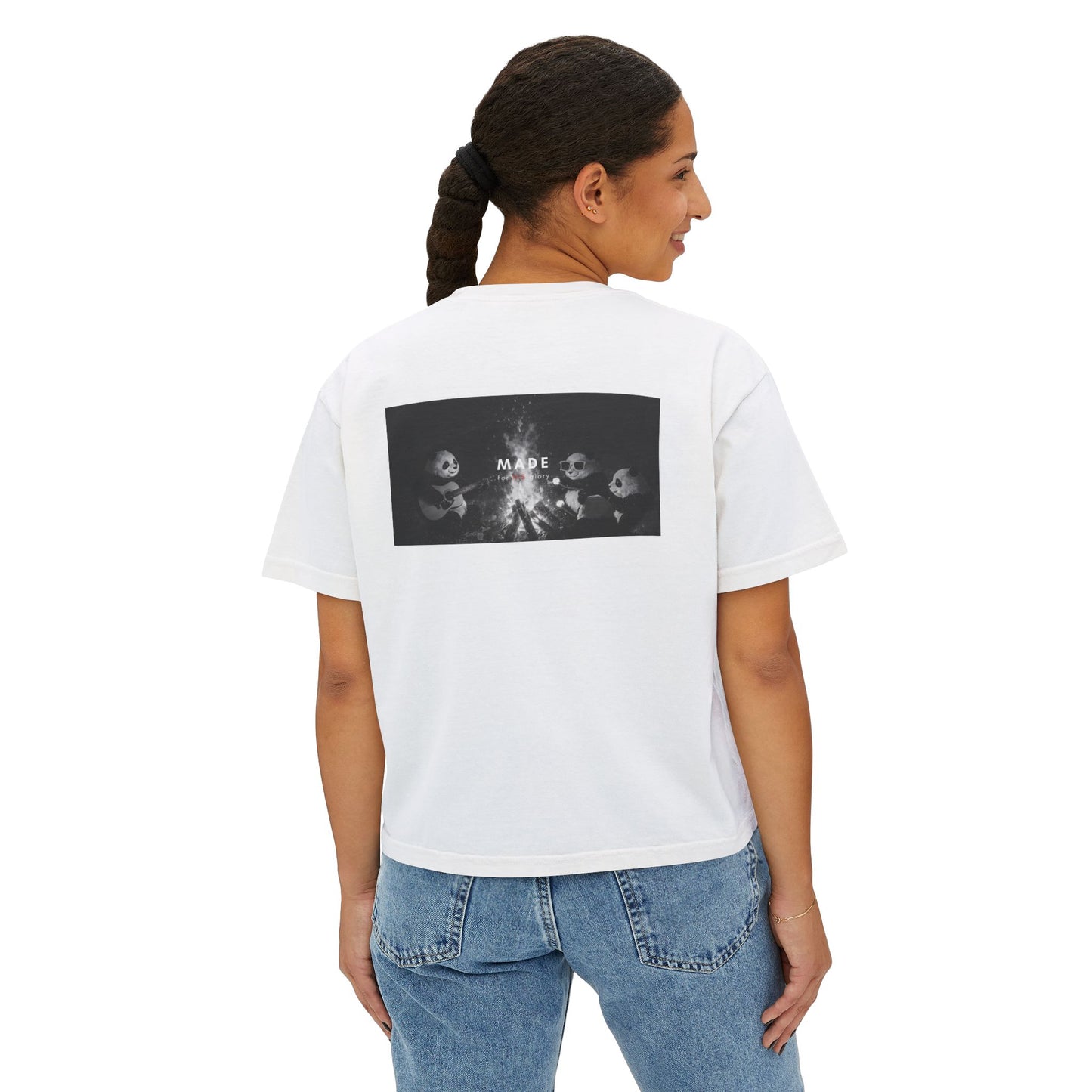 Fearfully & Wonderfully Made" Women's Christian Crop Tee | Psalm 139:14 | Panda Graphic Faith Apparel | Boxy Christian T-Shirt