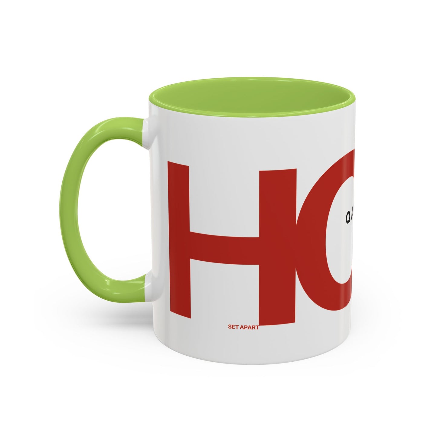 "HOLY" Qadosh Christian Coffee Mug – Hebrew Scripture Art, Leviticus 20:26, "Set Apart" Faith Gift, 11oz Two-Tone Color Mug (9 Color Options)