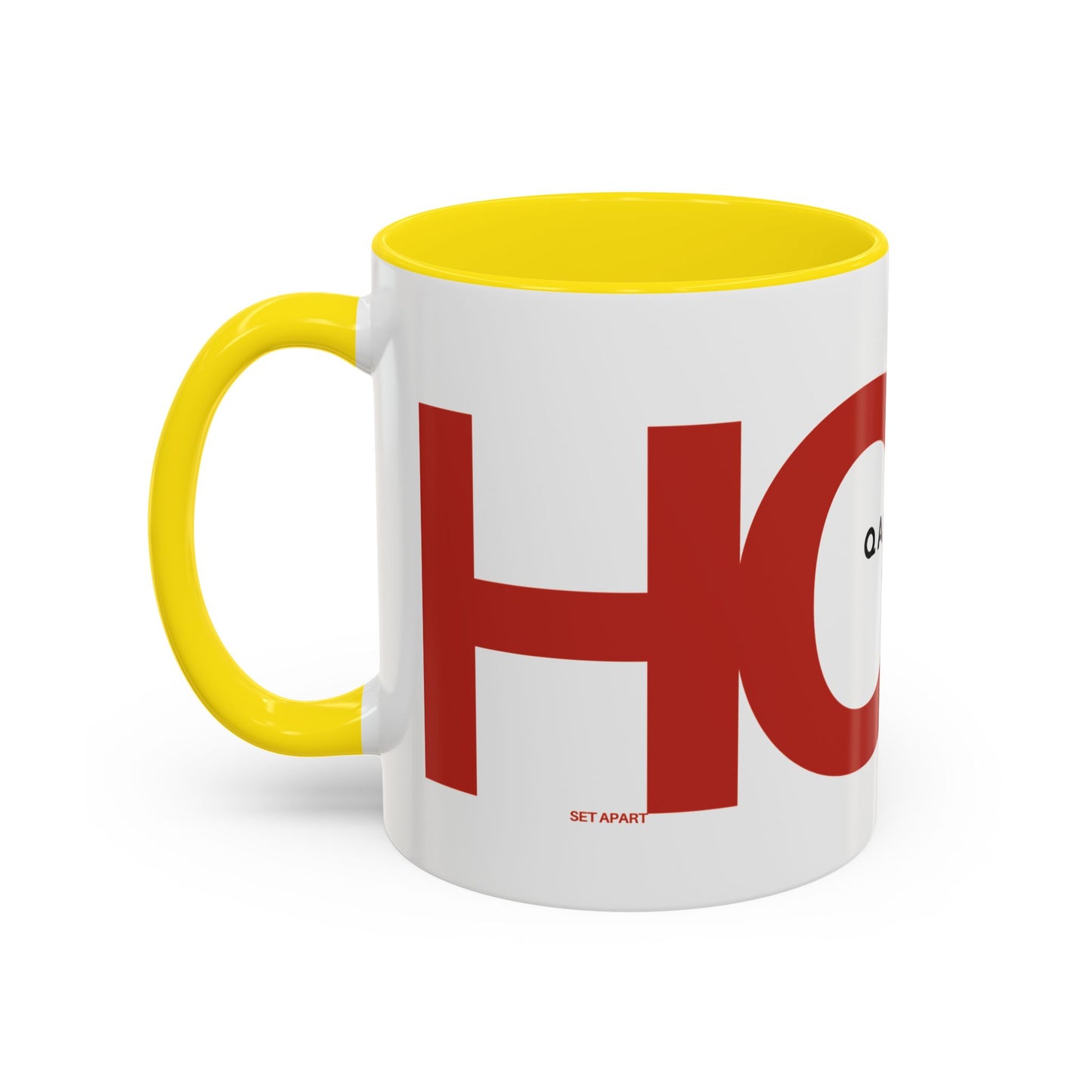 "HOLY" Qadosh Christian Coffee Mug – Hebrew Scripture Art, Leviticus 20:26, "Set Apart" Faith Gift, 11oz Two-Tone Color Mug (9 Color Options)