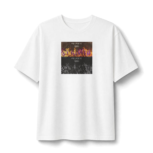 "No More Idols" Christian Unisex Heavyweight T-Shirt | Joshua 24:15 | Flame Graphic | Consecration & Devotion | Bold Christian Streetwear