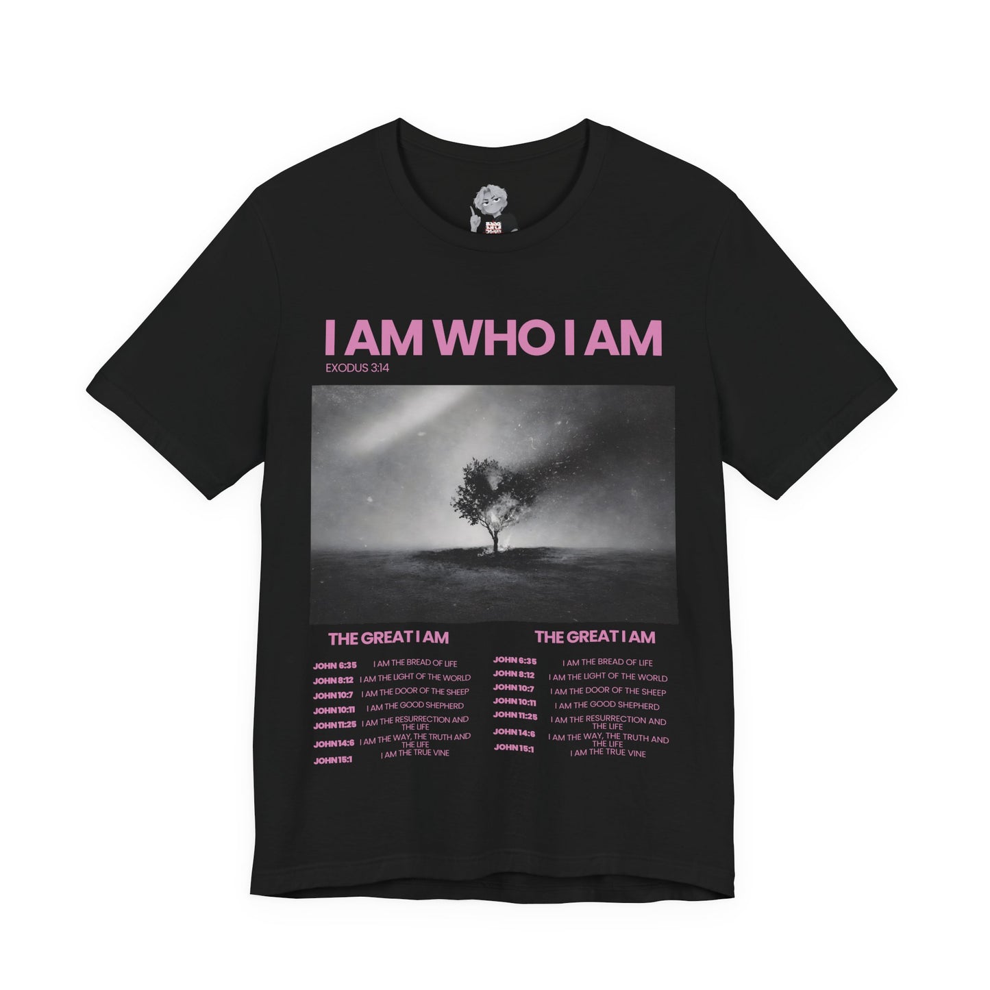 "The Great I AM" Christian Unisex Jersey T-Shirt | Seven I AM Statements of Jesus | Exodus 3:14 | John 8:58 | Burning Bush Faith Apparel