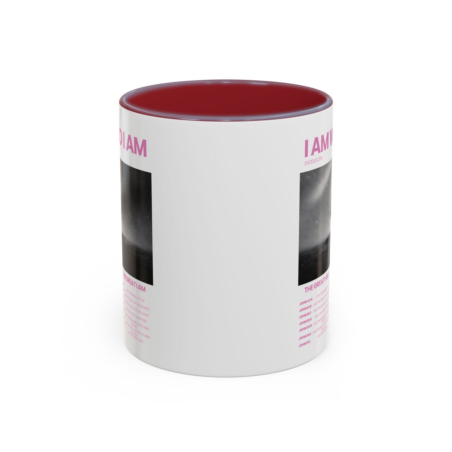 I AM WHO I AM Accent Coffee Mug — Inspirational Bible Verse Mug