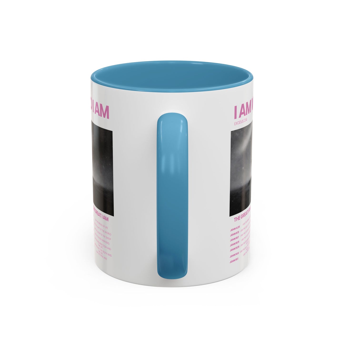 I AM WHO I AM Accent Coffee Mug — Inspirational Bible Verse Mug