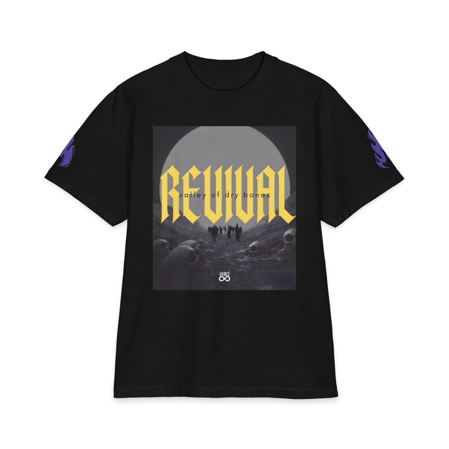 "Revival" Christian Unisex Max Heavyweight T-Shirt | Ezekiel 37:5 | Valley of Dry Bones Graphic | You Shall Live | Bold Faith Apparel