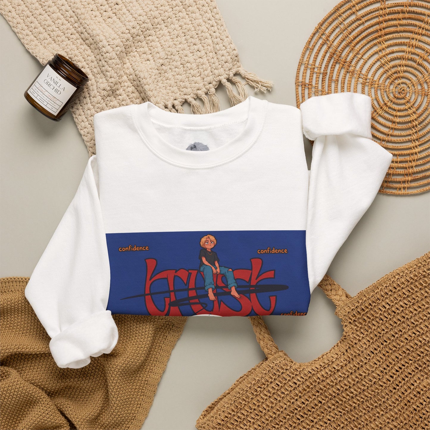 "Trust" Christian Unisex Heavyweight Crewneck Sweatshirt | Confidence in God | Faith Streetwear