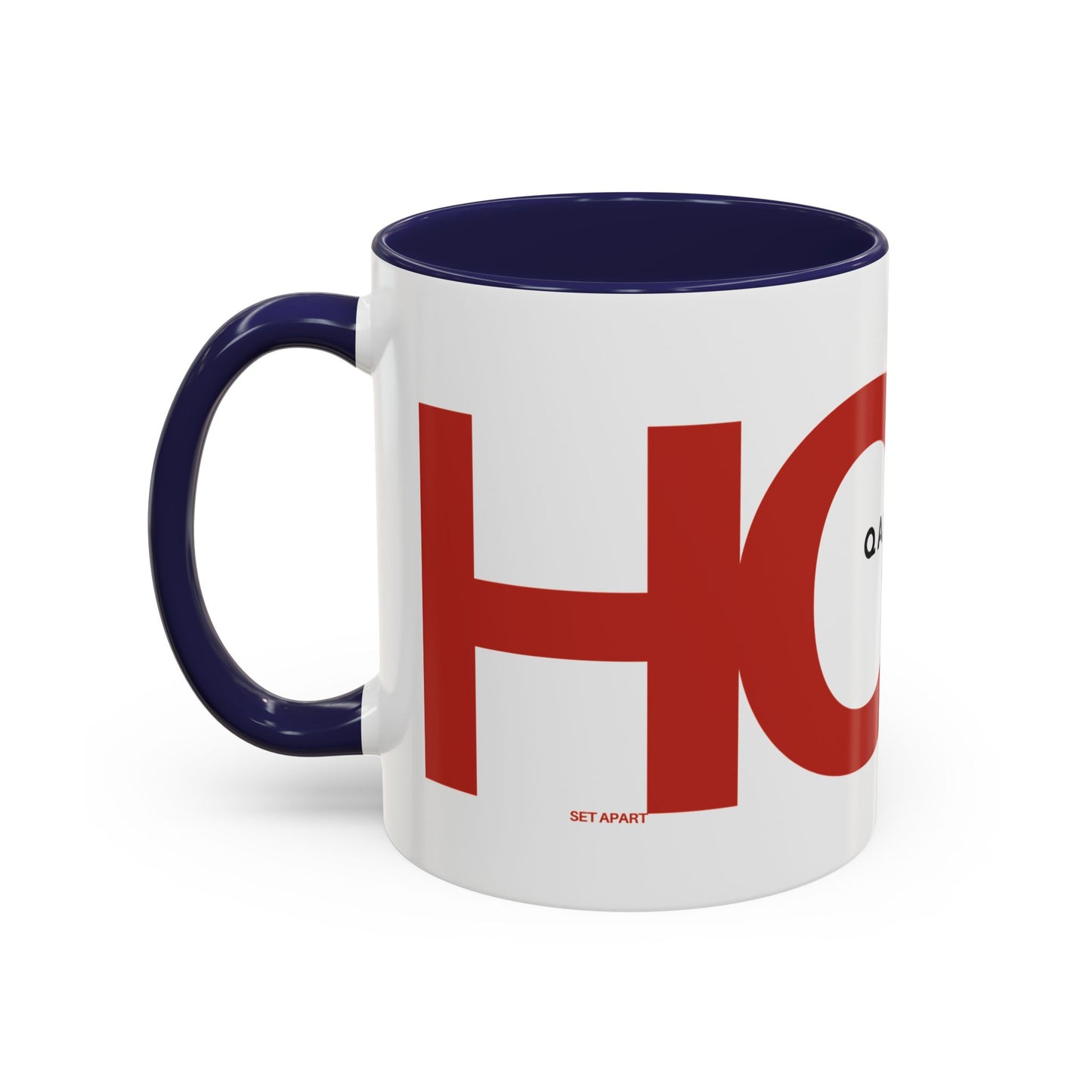 "HOLY" Qadosh Christian Coffee Mug – Hebrew Scripture Art, Leviticus 20:26, "Set Apart" Faith Gift, 11oz Two-Tone Color Mug (9 Color Options)