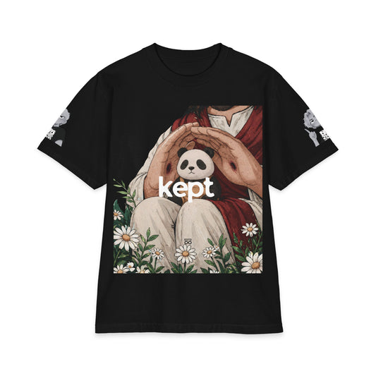 "KEPT" Christian Graphic T-Shirt – Jesus Art Design, John 10:28 Bible Verse Back Print, Unisex Max Heavyweight Streetwear Tee