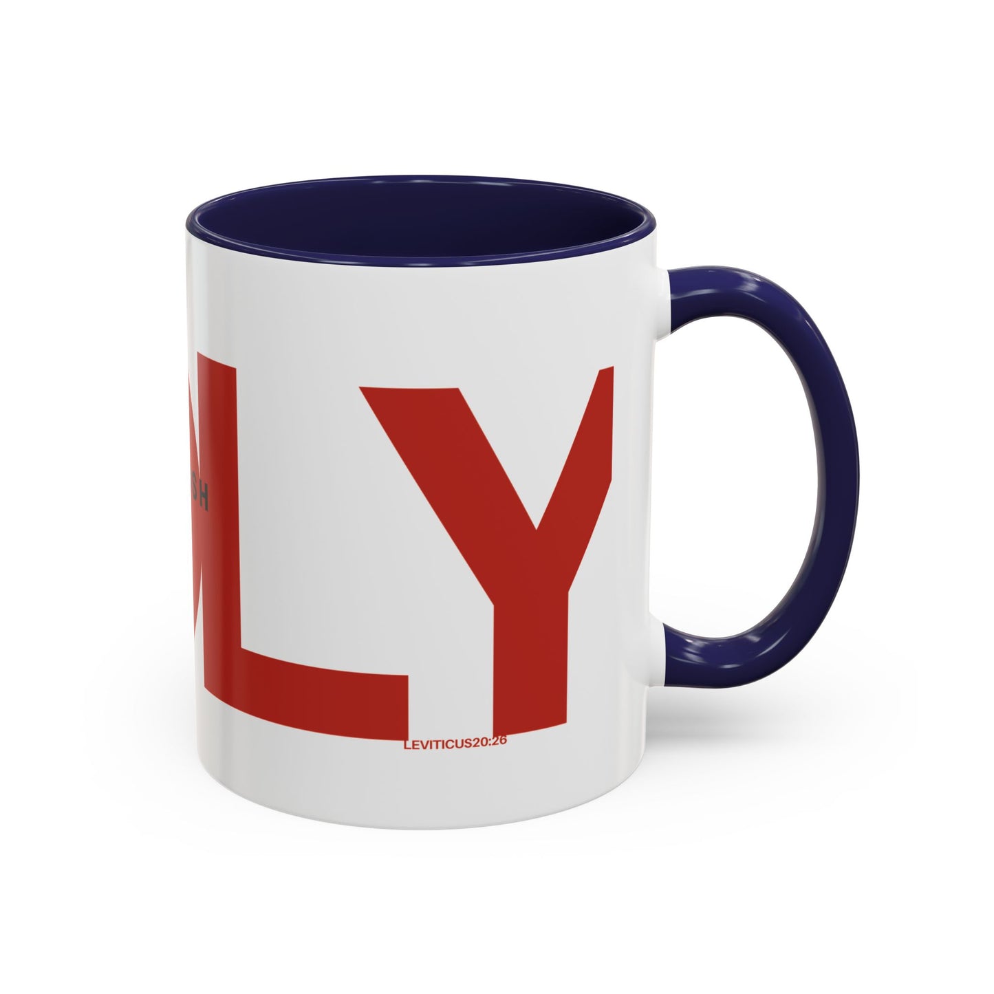 "HOLY" Qadosh Christian Coffee Mug – Hebrew Scripture Art, Leviticus 20:26, "Set Apart" Faith Gift, 11oz Two-Tone Color Mug (9 Color Options)