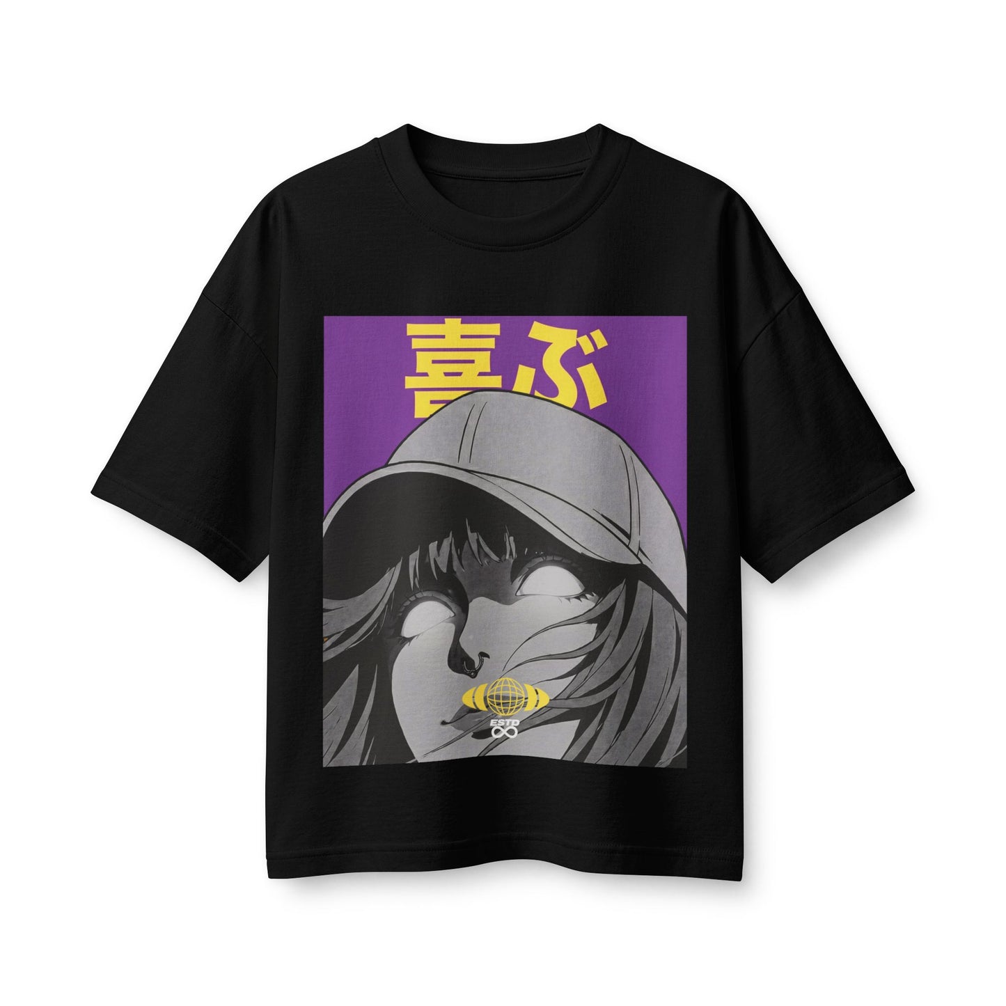 "Rejoice" Women's Heavyweight Christian T-Shirt | Philippians 4:4 | Anime Girl Graphic | Japanese Joy Kanji | Bold Faith Streetwear for Women