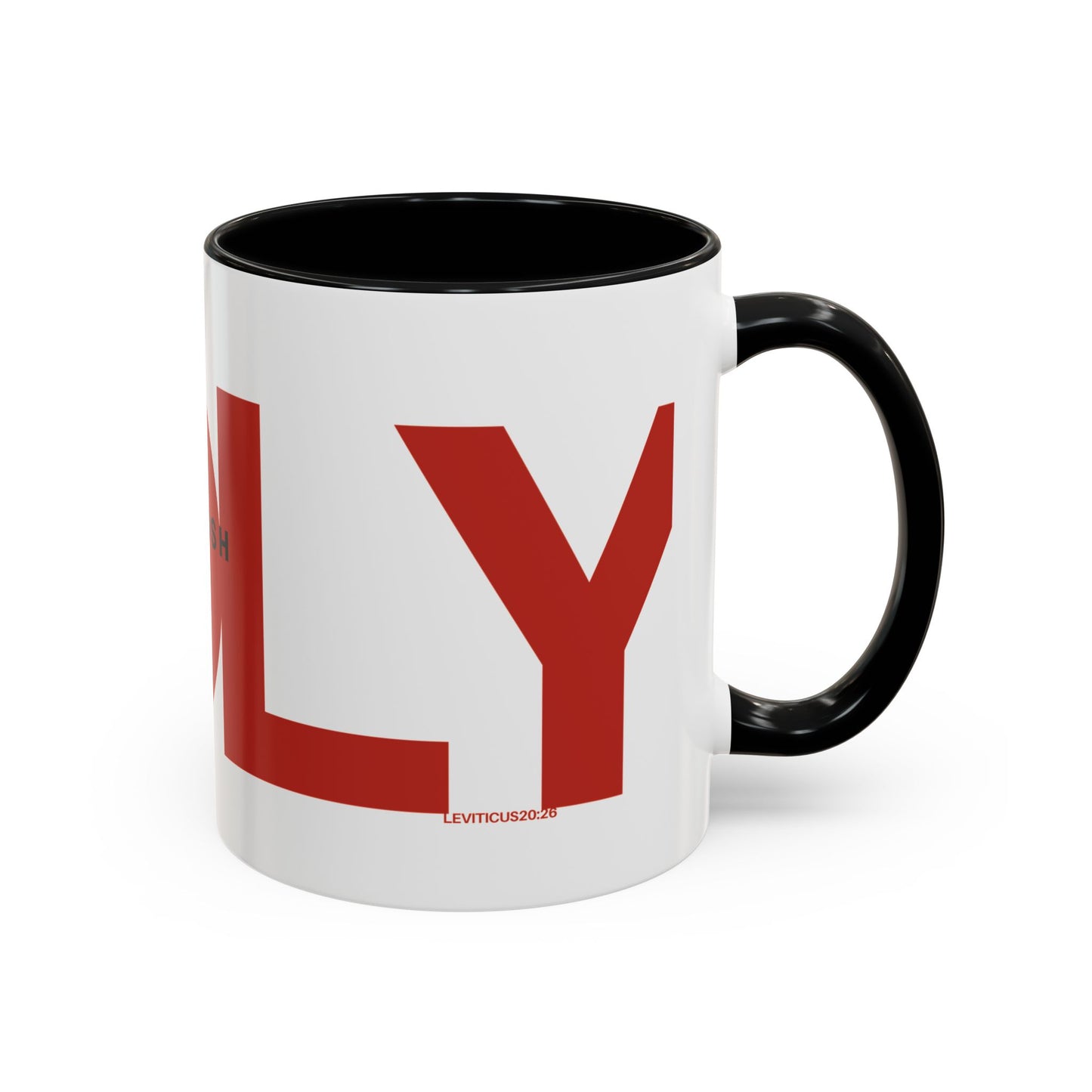 "HOLY" Qadosh Christian Coffee Mug – Hebrew Scripture Art, Leviticus 20:26, "Set Apart" Faith Gift, 11oz Two-Tone Color Mug (9 Color Options)