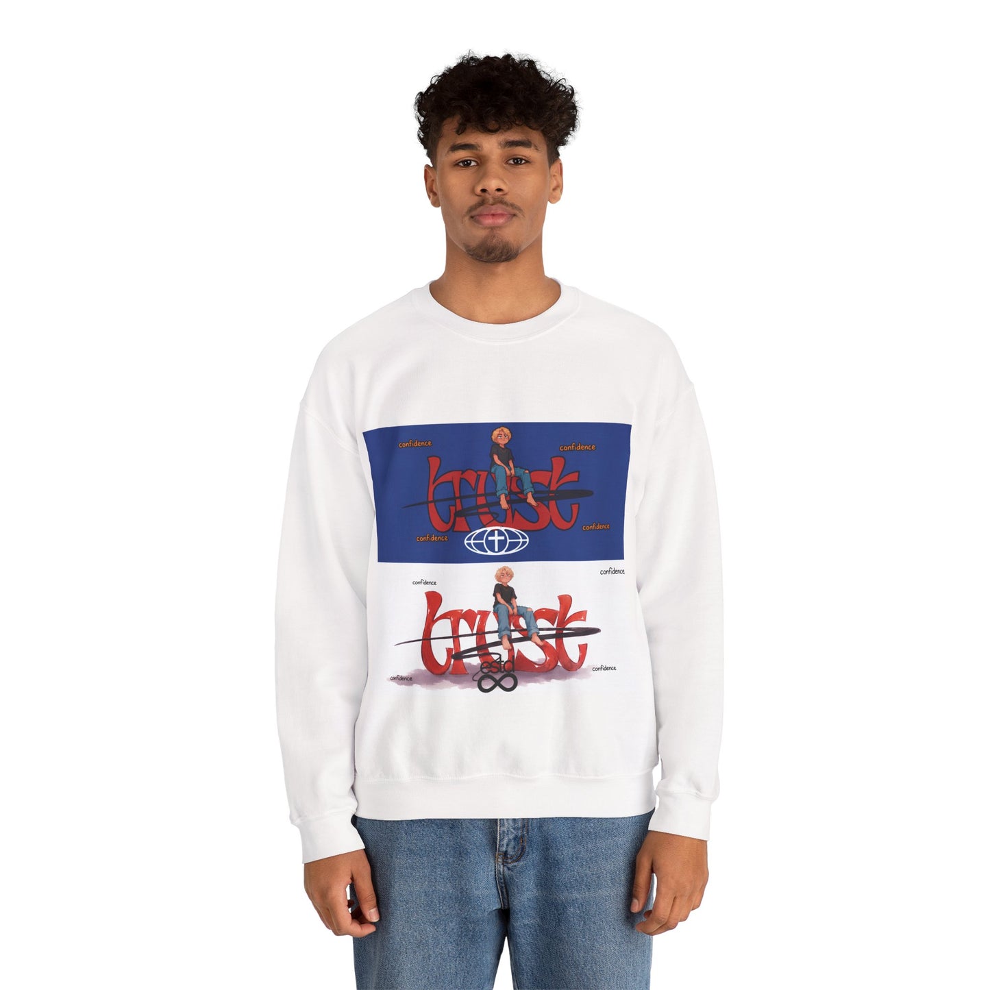 "Trust" Christian Unisex Heavyweight Crewneck Sweatshirt | Confidence in God | Faith Streetwear