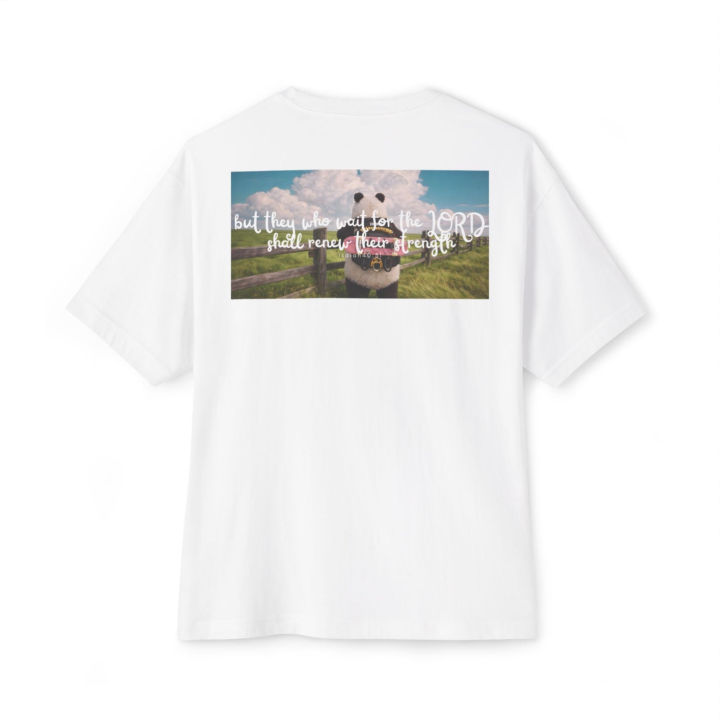 "Hope" Christian Unisex Oversized Boxy T-Shirt | Isaiah 40:31 | Panda Graphic | They Who Wait for the Lord Shall Renew Their Strength | Christian Streetwear