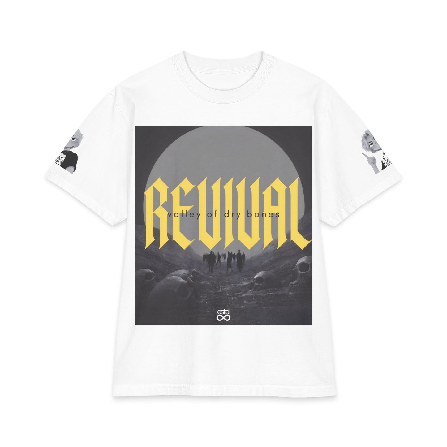 "Revival" Christian Unisex Max Heavyweight T-Shirt | Ezekiel 37:5 | Valley of Dry Bones Graphic | You Shall Live | Bold Faith Apparel