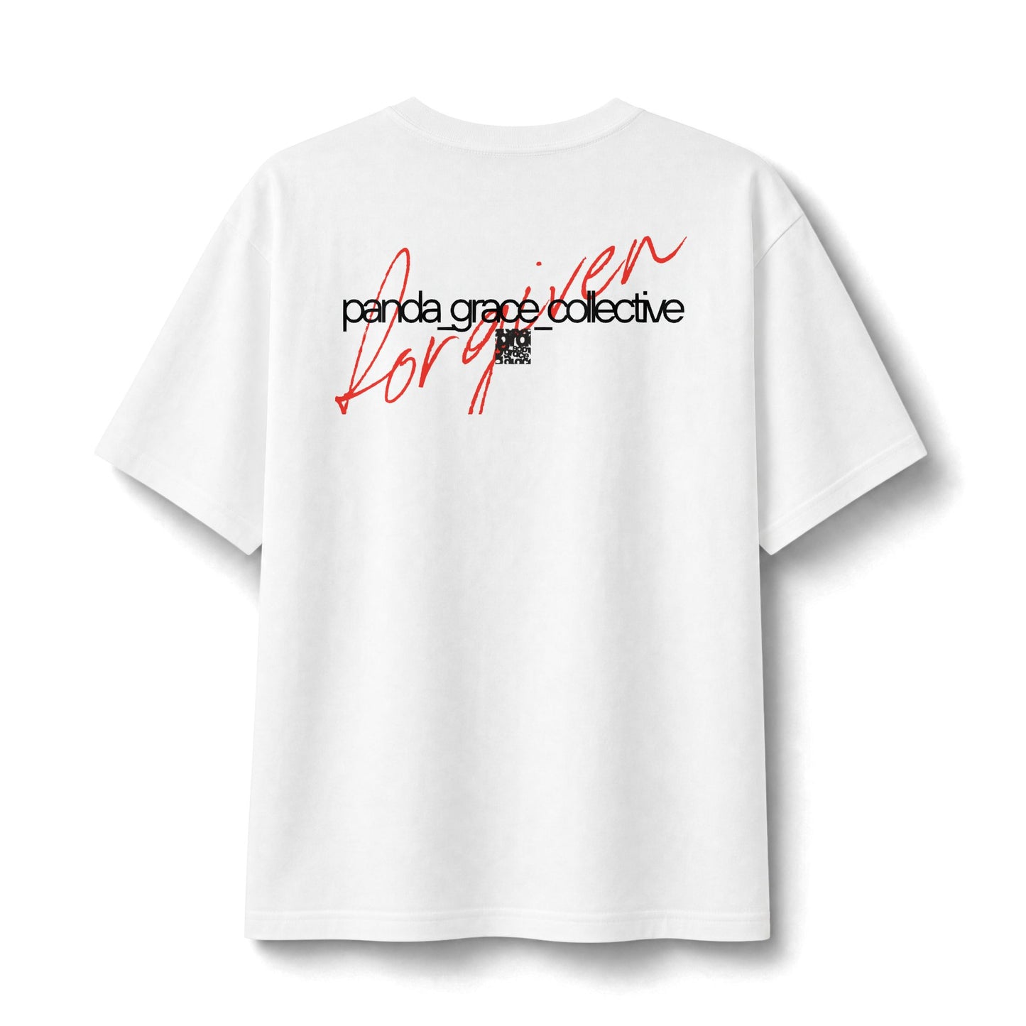 "Forgiven." Christian Unisex Heavyweight T-Shirt | Panda Grace Collective | Multi-Colorway Panda Beanie Graphic | Bold Faith Streetwear | Ephesians 1:7