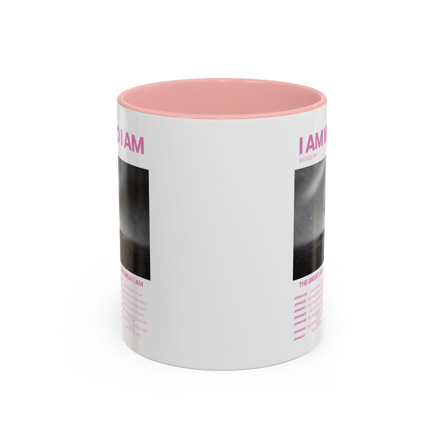 I AM WHO I AM Accent Coffee Mug — Inspirational Bible Verse Mug