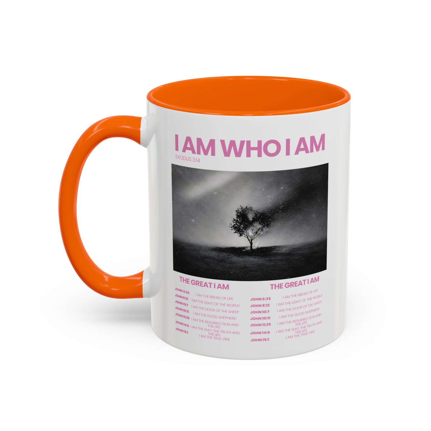 I AM WHO I AM Accent Coffee Mug — Inspirational Bible Verse Mug