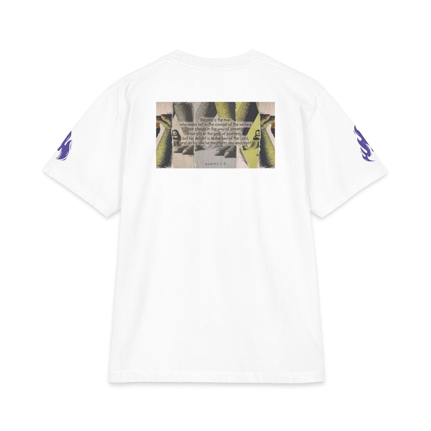 "MEDITATE" Dinosaur Legs Christian T-Shirt | Psalm 1:1-2 Bible Verse Graphic Tee | Unisex Heavyweight Streetwear | Faith-Based Front & Back Print