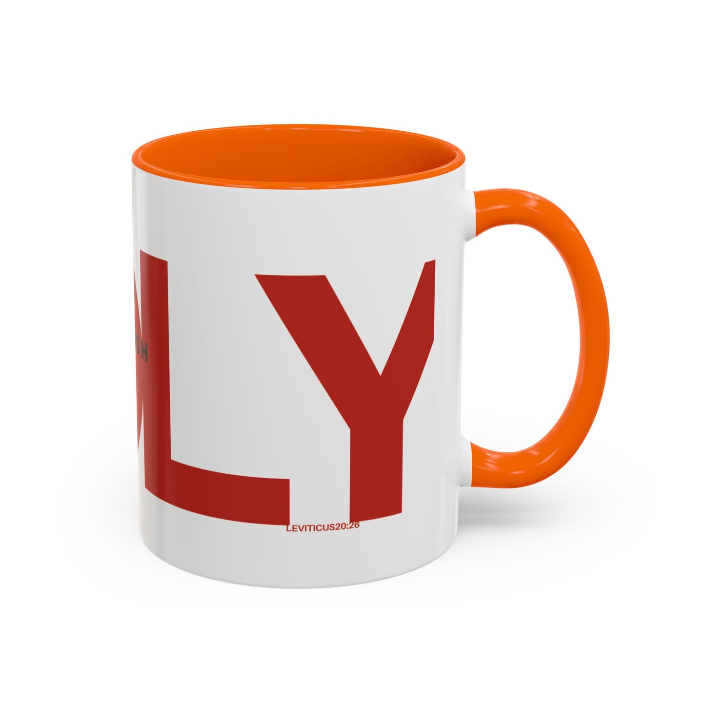 "HOLY" Qadosh Christian Coffee Mug – Hebrew Scripture Art, Leviticus 20:26, "Set Apart" Faith Gift, 11oz Two-Tone Color Mug (9 Color Options)