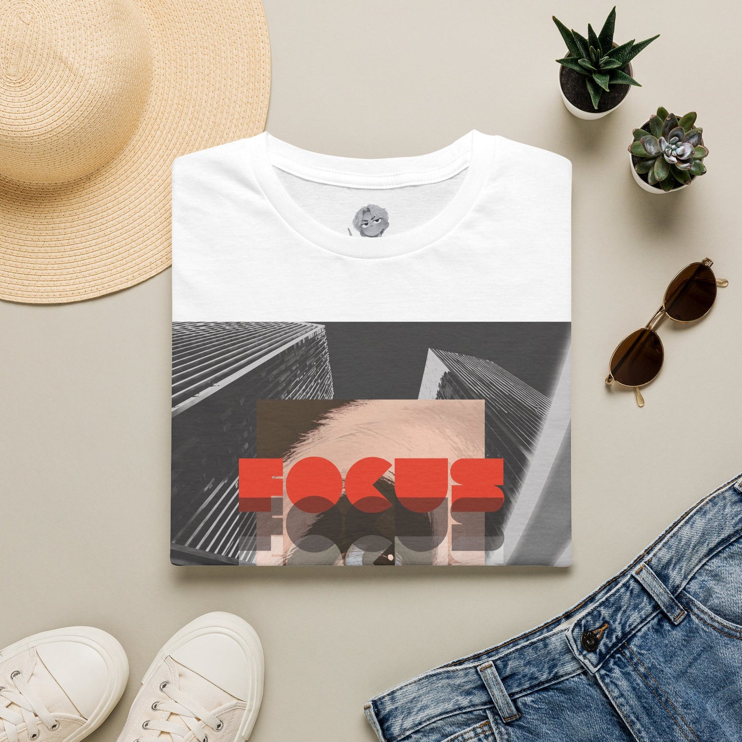 Unisex Oversized Christian T-Shirt | FOCUS Philippians 3:14 | Panda Graphic Tee