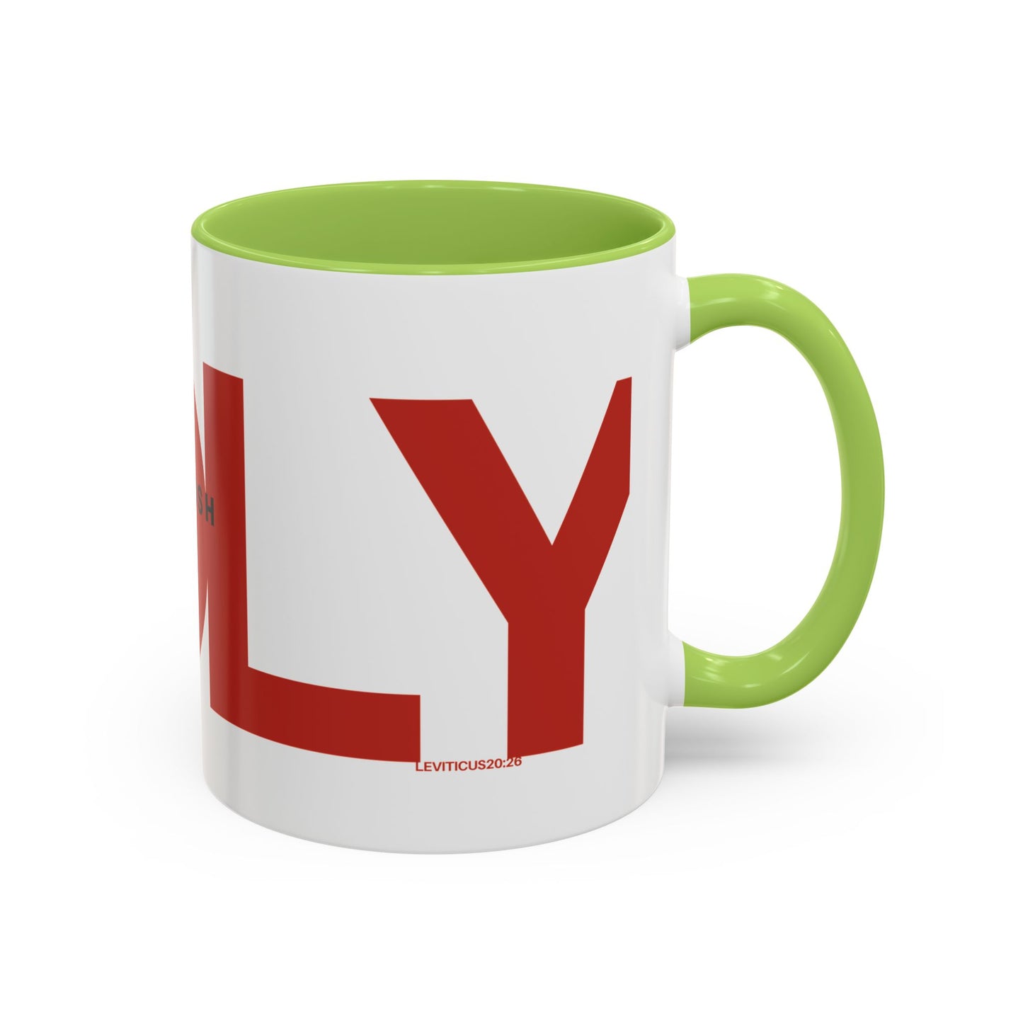 "HOLY" Qadosh Christian Coffee Mug – Hebrew Scripture Art, Leviticus 20:26, "Set Apart" Faith Gift, 11oz Two-Tone Color Mug (9 Color Options)
