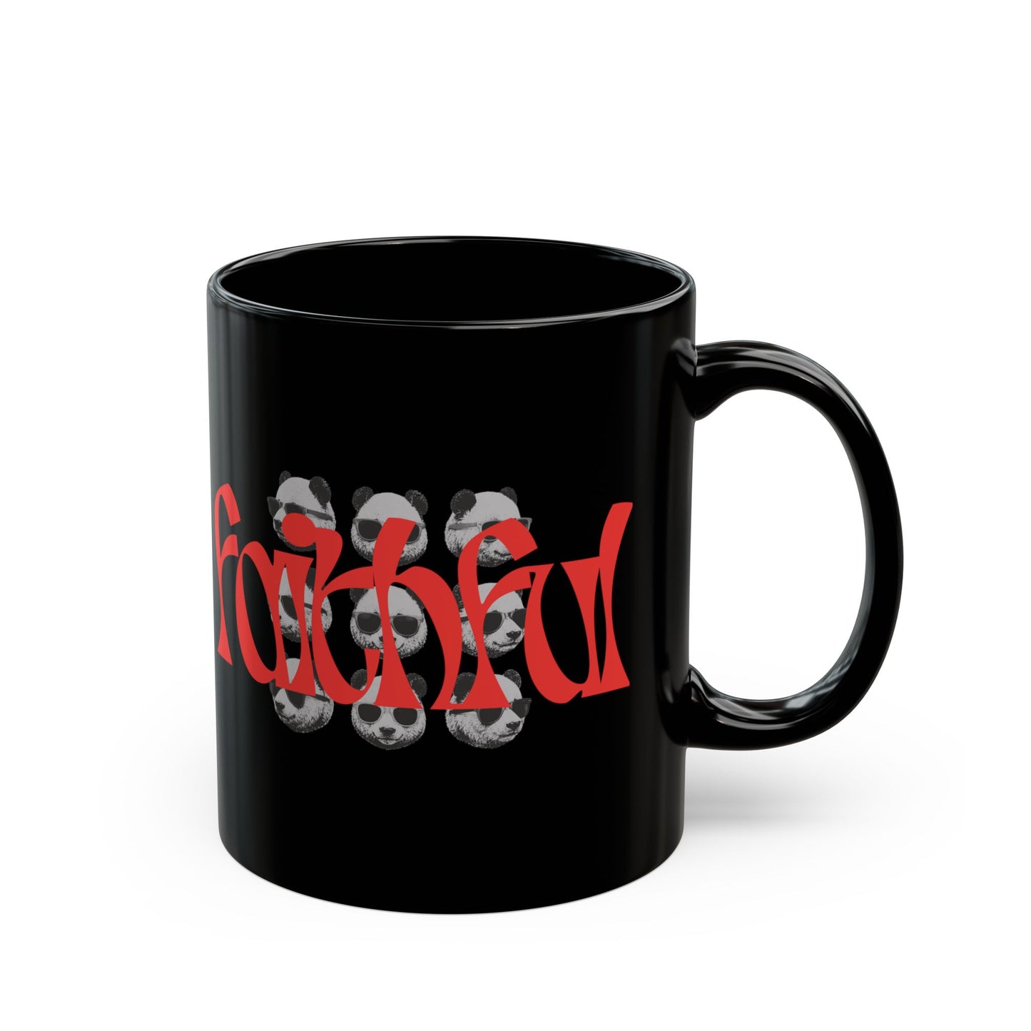 Skull Repeat Black Mug – Gothic "Soulful" Red Script Coffee Cup (11oz/15oz)