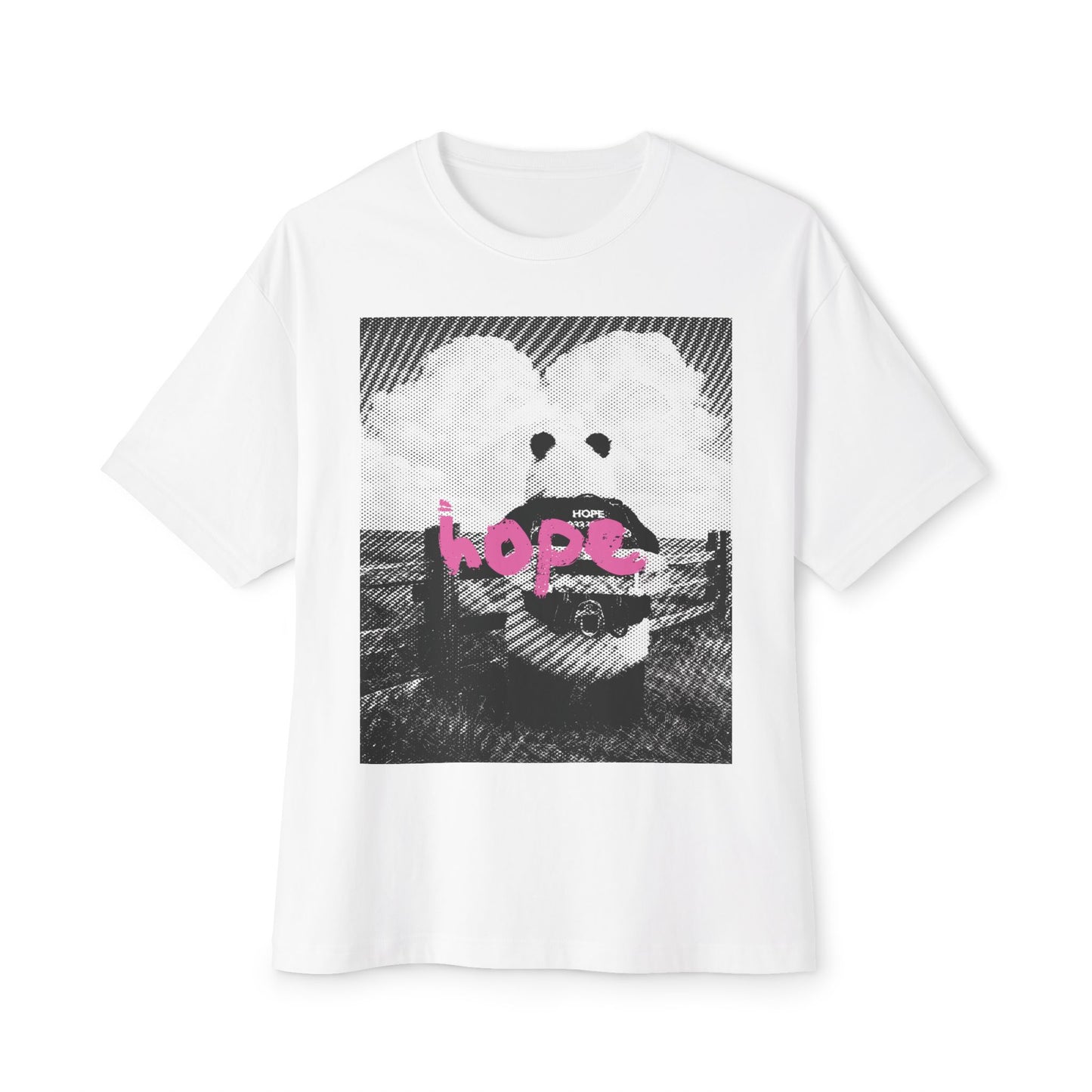 "Hope" Christian Unisex Oversized Boxy T-Shirt | Isaiah 40:31 | Panda Graphic | They Who Wait for the Lord Shall Renew Their Strength | Christian Streetwear