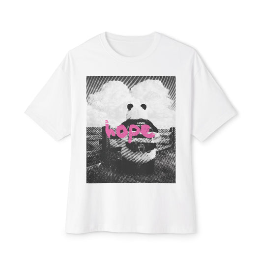 "Hope" Christian Unisex Oversized Boxy T-Shirt | Isaiah 40:31 | Panda Graphic | They Who Wait for the Lord Shall Renew Their Strength | Christian Streetwear