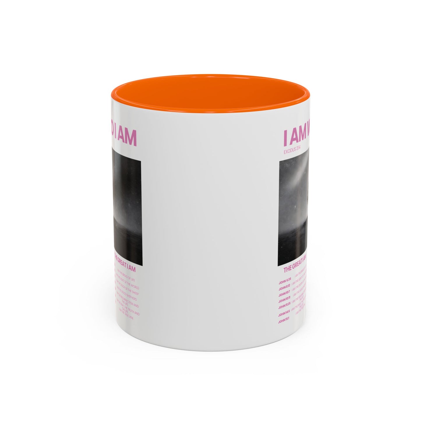 I AM WHO I AM Accent Coffee Mug — Inspirational Bible Verse Mug