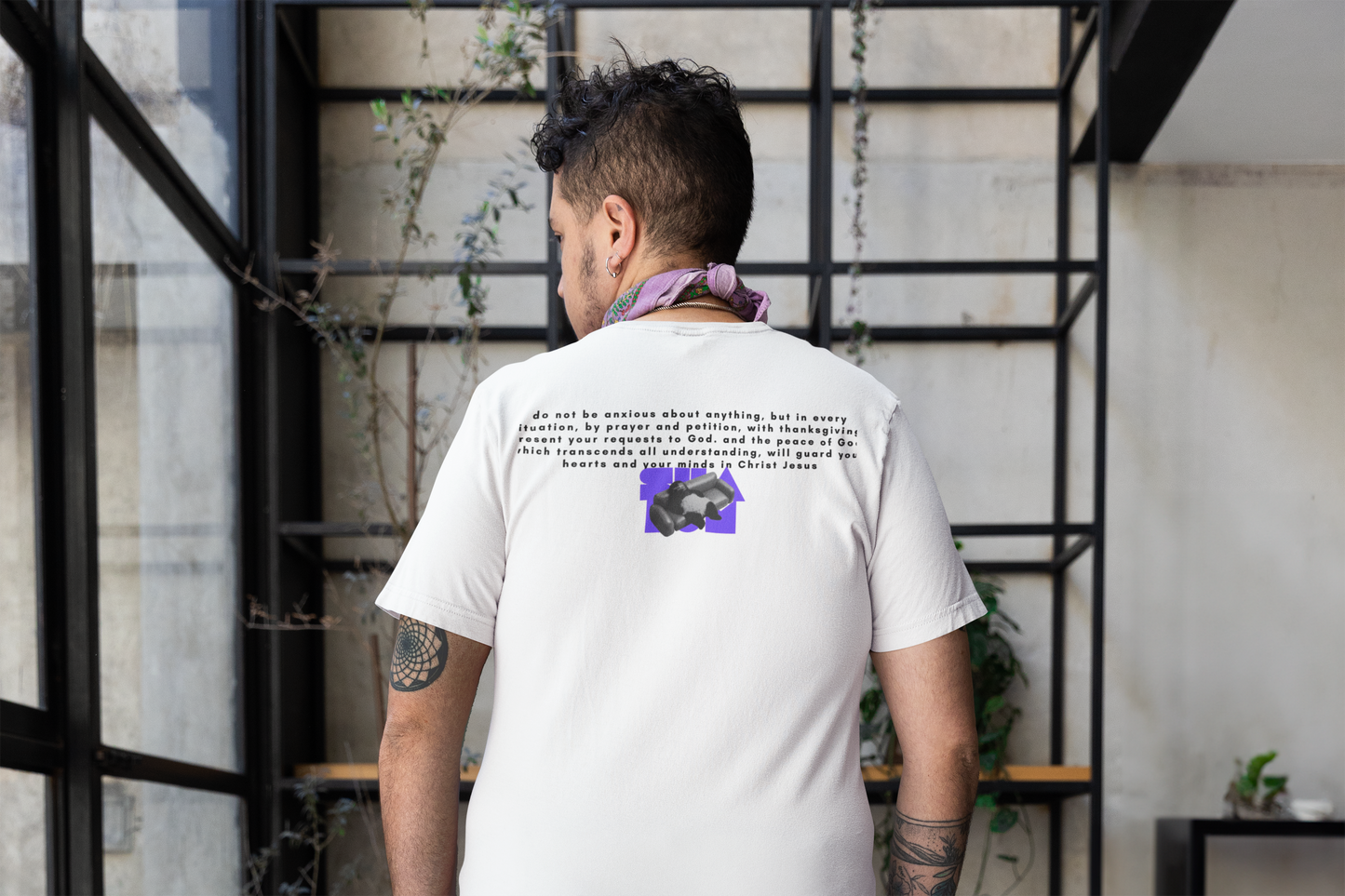 Unisex Christian T-Shirt, Philippians 4:6-7 Shalom Panda Tee — Christian Faith Comfort T-Shirt