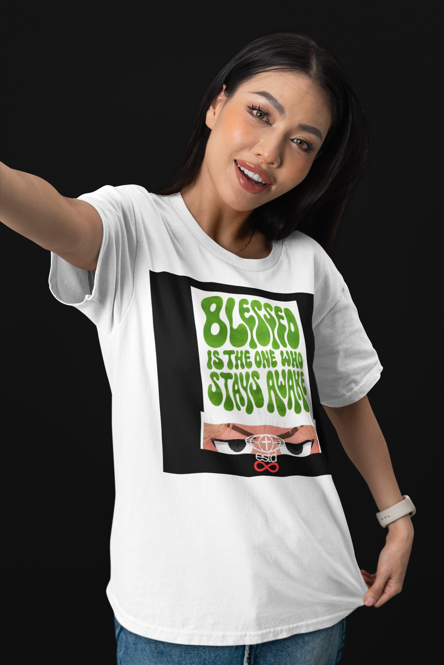Blessed Is the One Who Stays Awake Tee — Christian Oversized Unisex Boxy T-Shirt