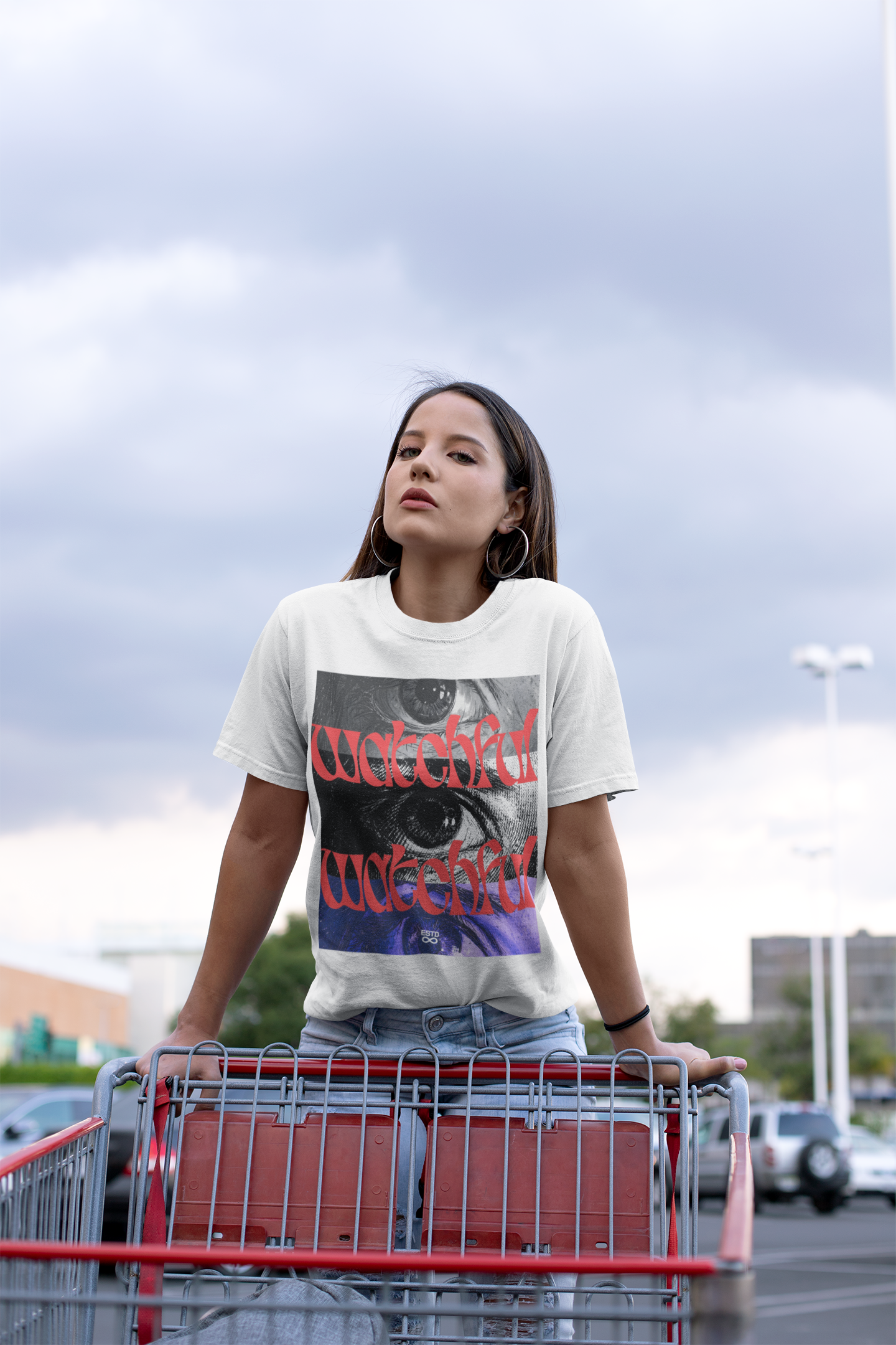 "Watchful" Christian Oversized Boxy T-Shirt | Matthew 24:42 | Bold Eye Graphic | Panda Art | Unisex Faith Streetwear