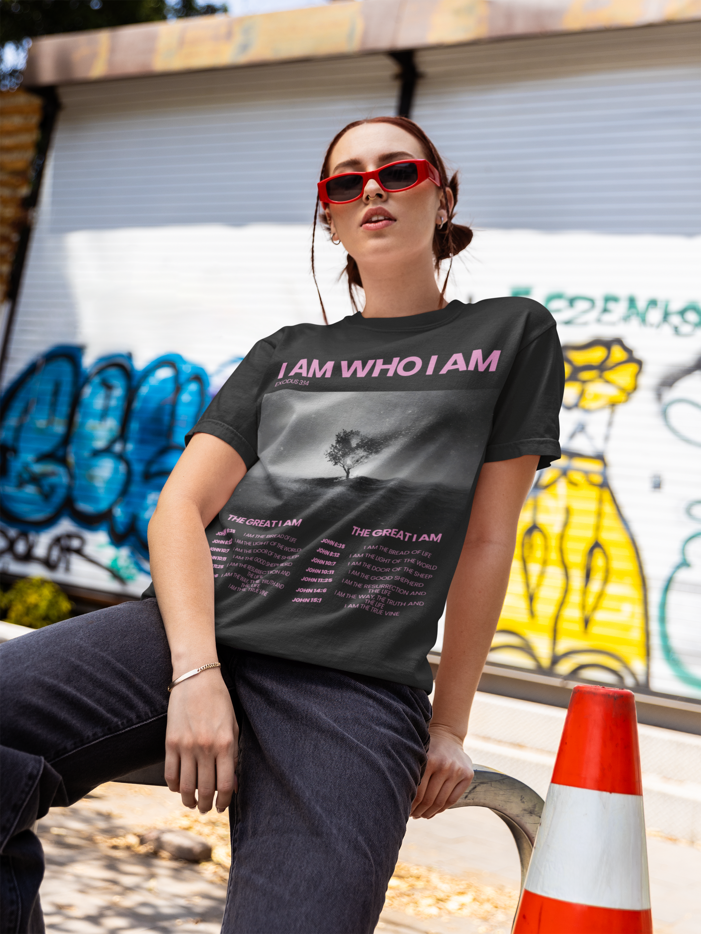 "The Great I AM" Christian Unisex Jersey T-Shirt | Seven I AM Statements of Jesus | Exodus 3:14 | John 8:58 | Burning Bush Faith Apparel