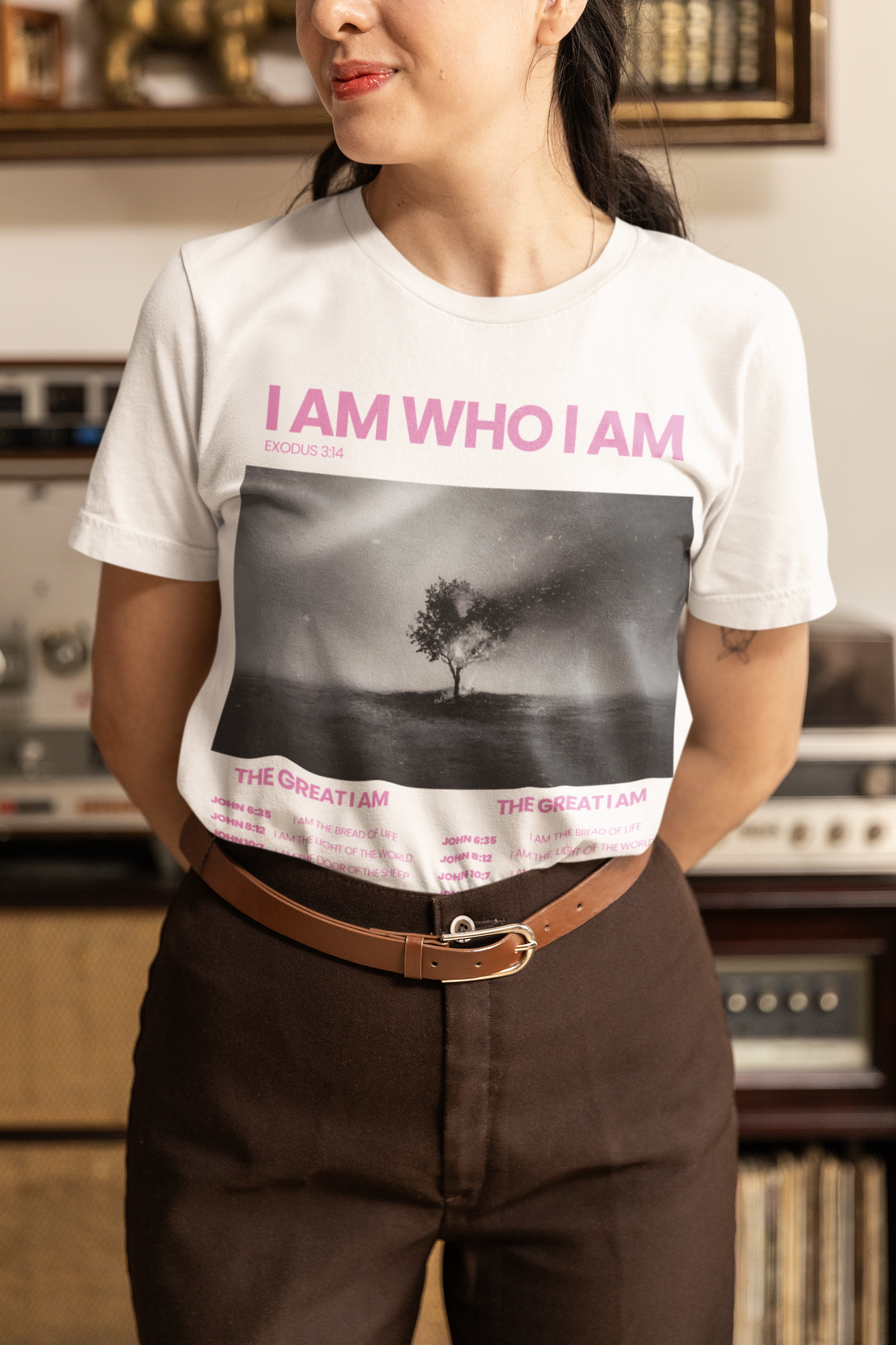 "The Great I AM" Christian Unisex Jersey T-Shirt | Seven I AM Statements of Jesus | Exodus 3:14 | John 8:58 | Burning Bush Faith Apparel