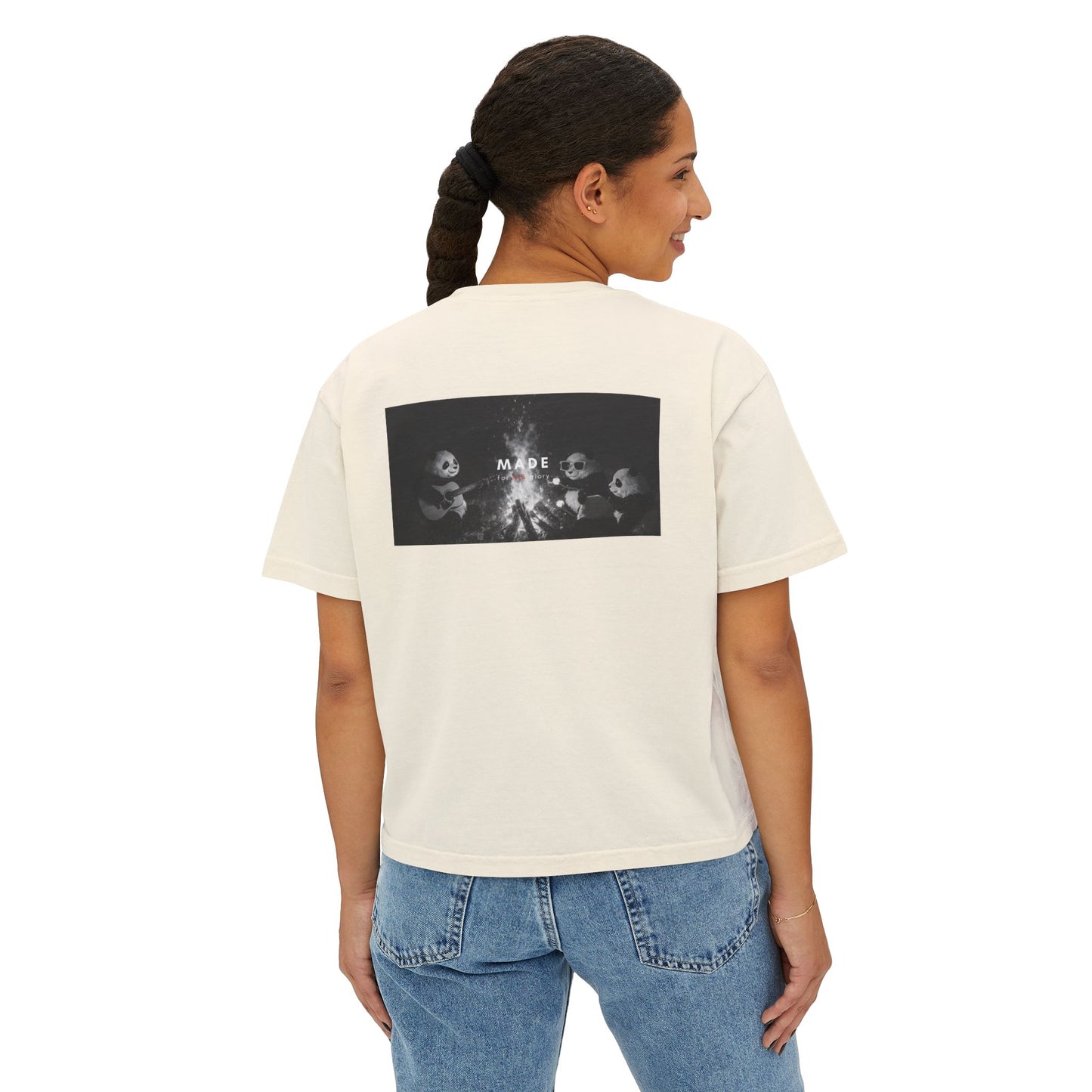 Fearfully & Wonderfully Made" Women's Christian Crop Tee | Psalm 139:14 | Panda Graphic Faith Apparel | Boxy Christian T-Shirt