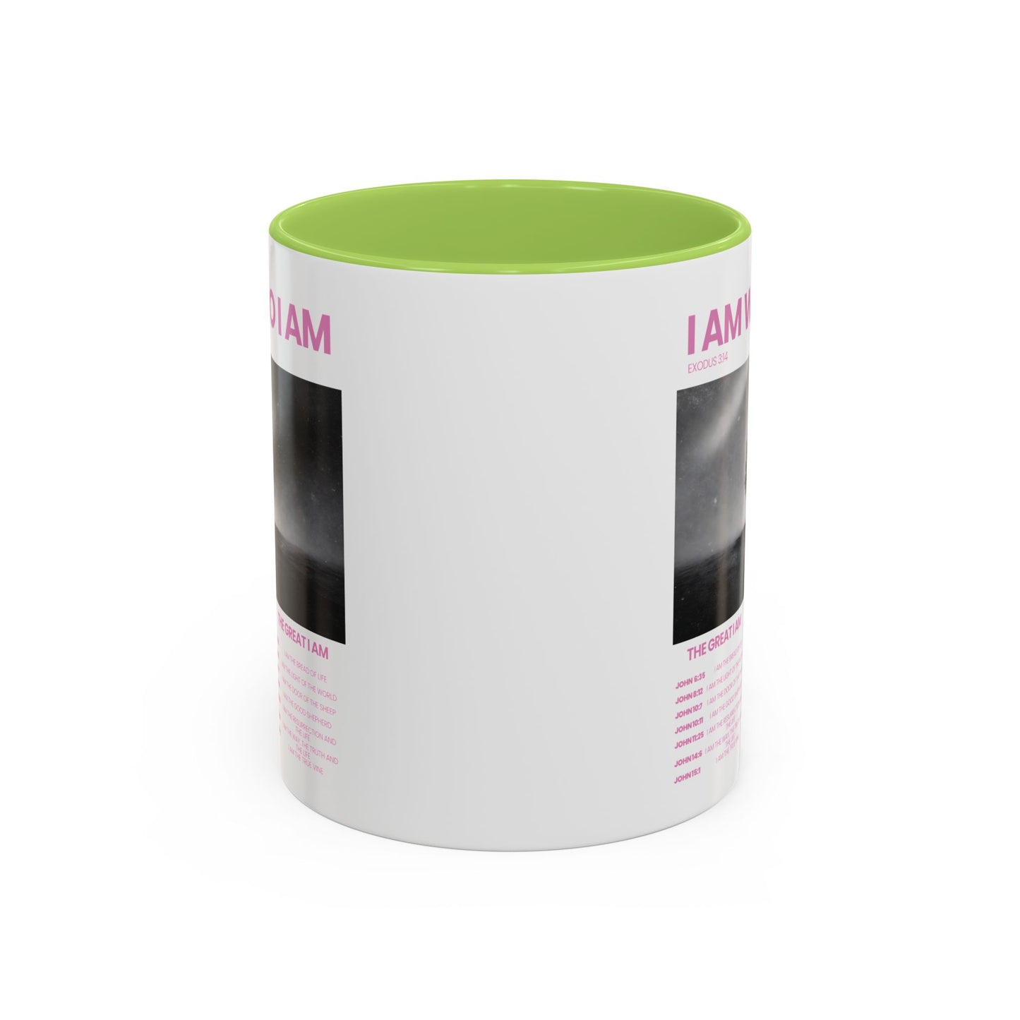 I AM WHO I AM Accent Coffee Mug — Inspirational Bible Verse Mug